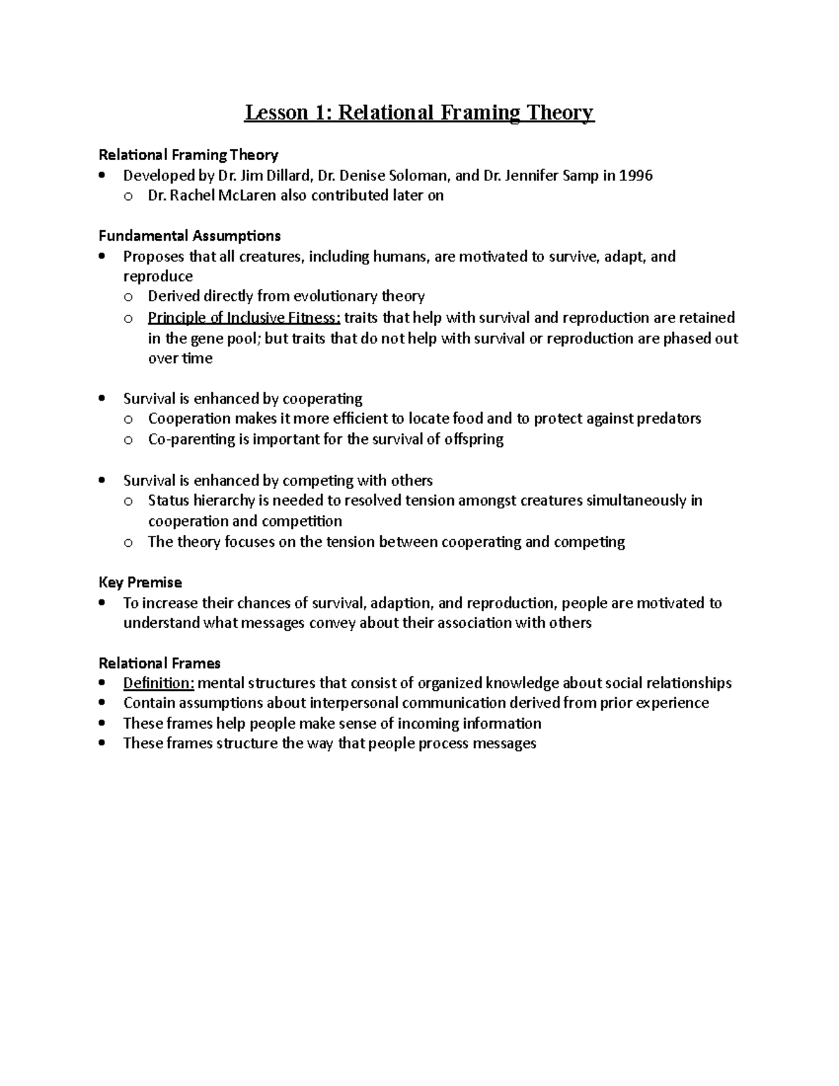 Relational Framing Theory Lesson 1 Relational Framing Theory