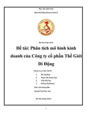 Đề tài Mô hình kinh doanh thương mại điện tử của thegioididongcom