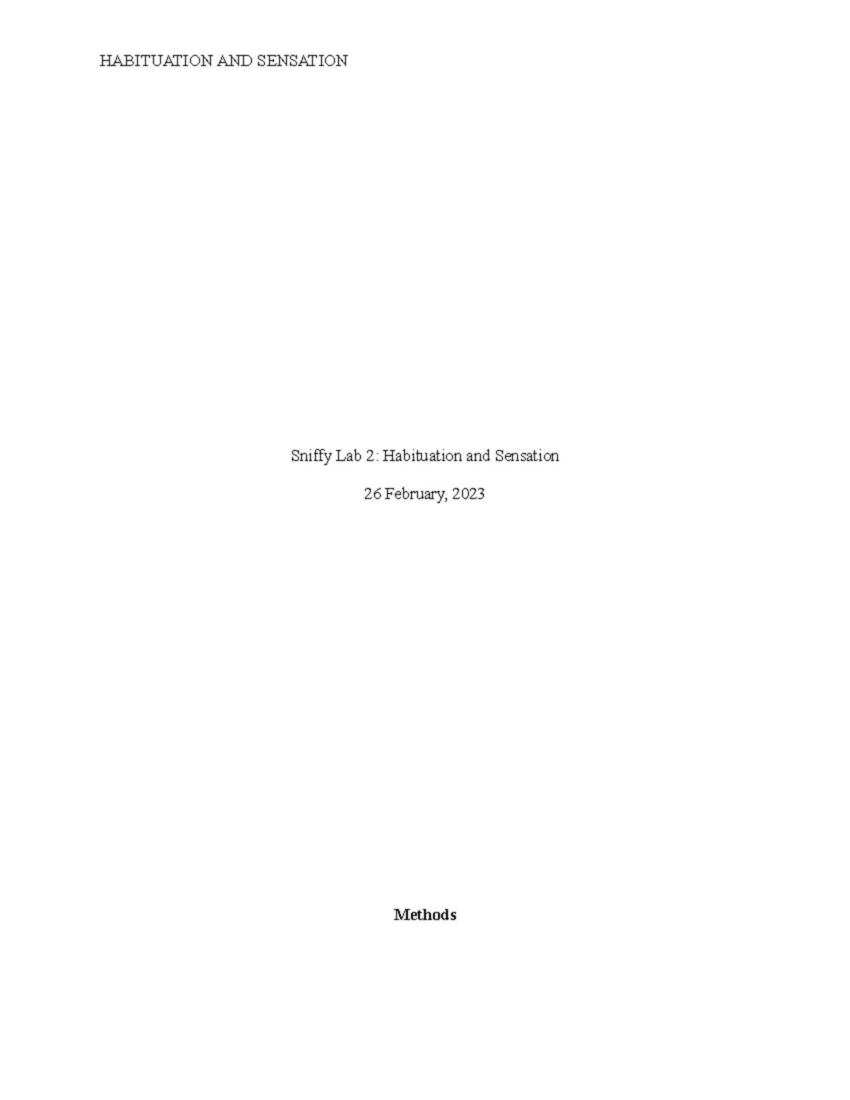 Sniffy Lab 2 Habituation and Sensation - Sniffy Lab 2: Habituation and ...