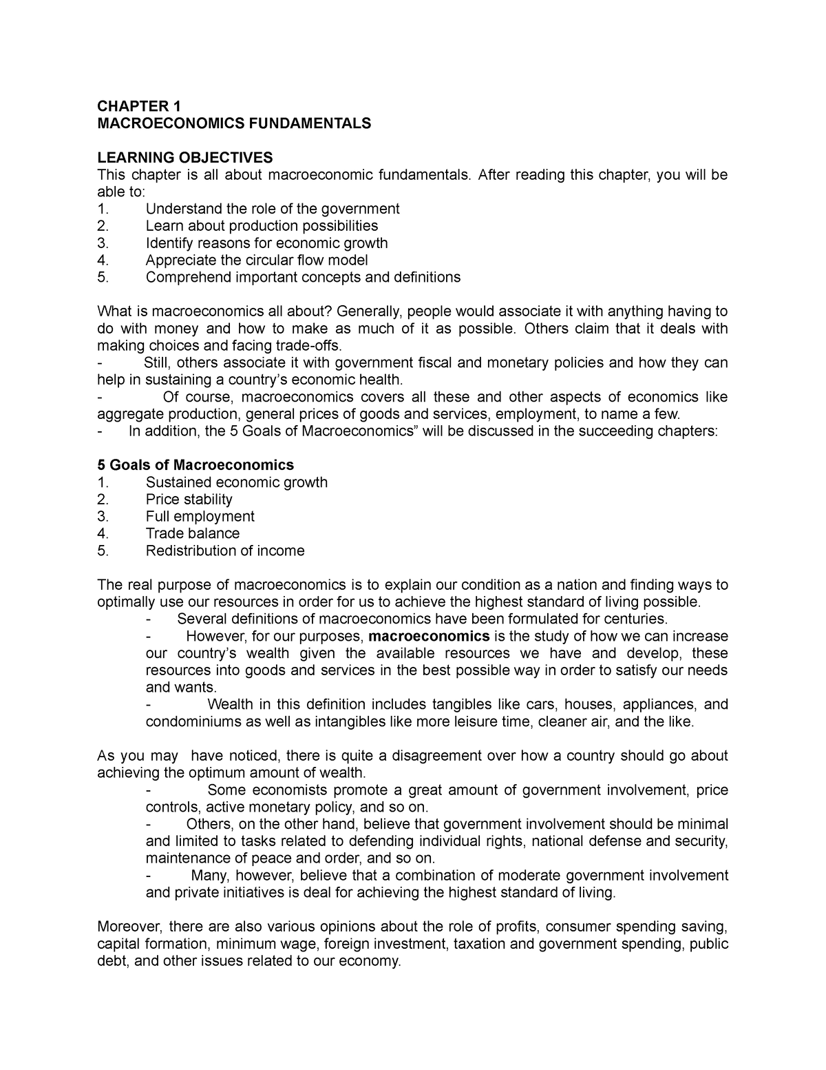 1. Macroeconomics Fundamentals - CHAPTER 1 MACROECONOMICS FUNDAMENTALS ...