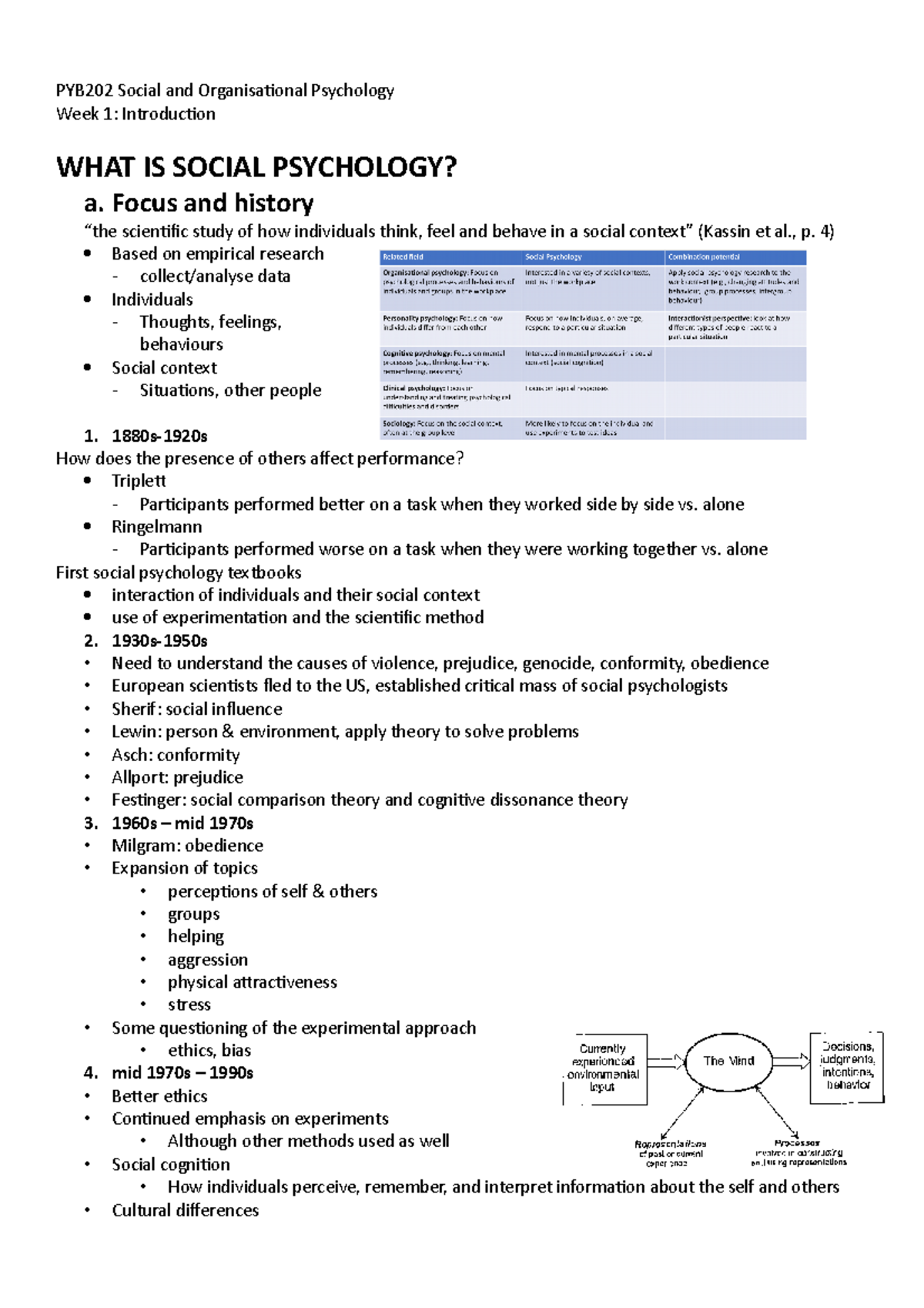 Week 1 - Lecture notes 1 - PYB202 Social and Organisational Psychology ...