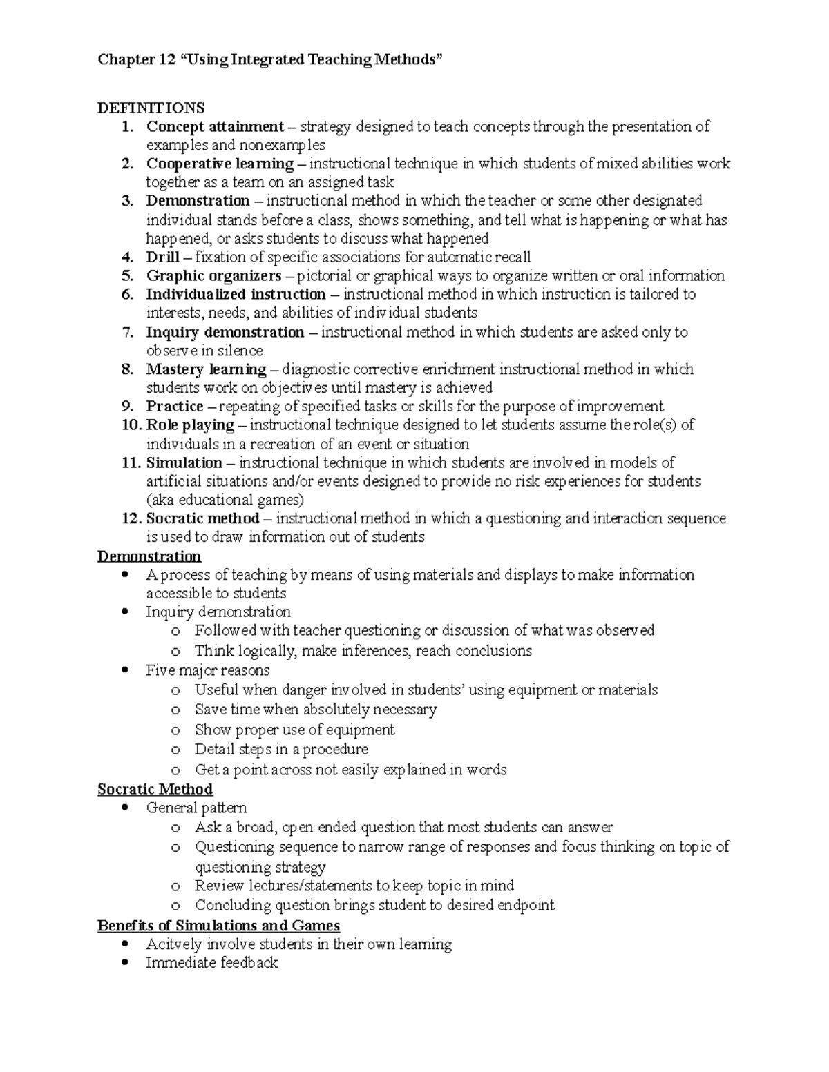Chapter 12 using integrated teaching methods - Chapter 12 Integrated ...