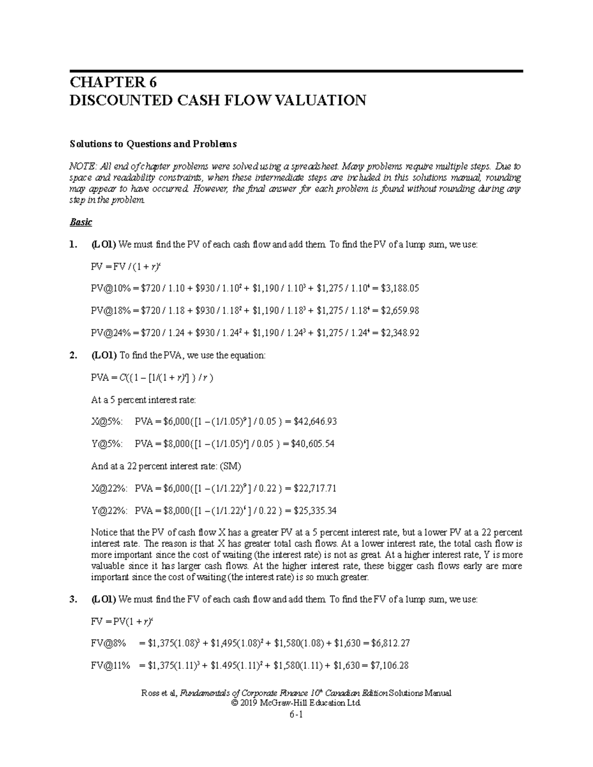 Chapter 6 Solution Problems - CHAPTER 6 DISCOUNTED CASH FLOW VALUATION ...