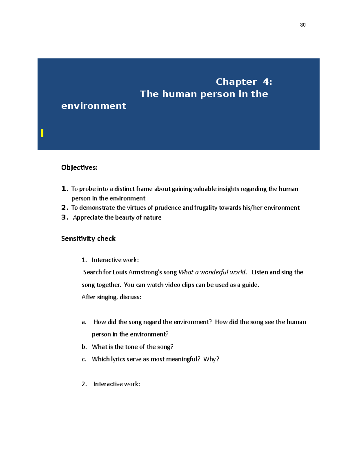 Chapter 4 The human person in the enviro Chapter 4 The human person