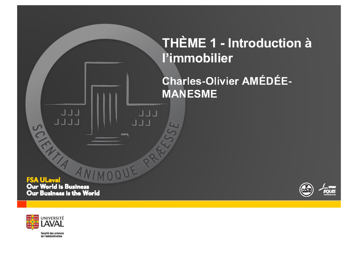 Thème 1 - Promotion Immobilière Introduction Générale - Ulaval THÈME 1 ...