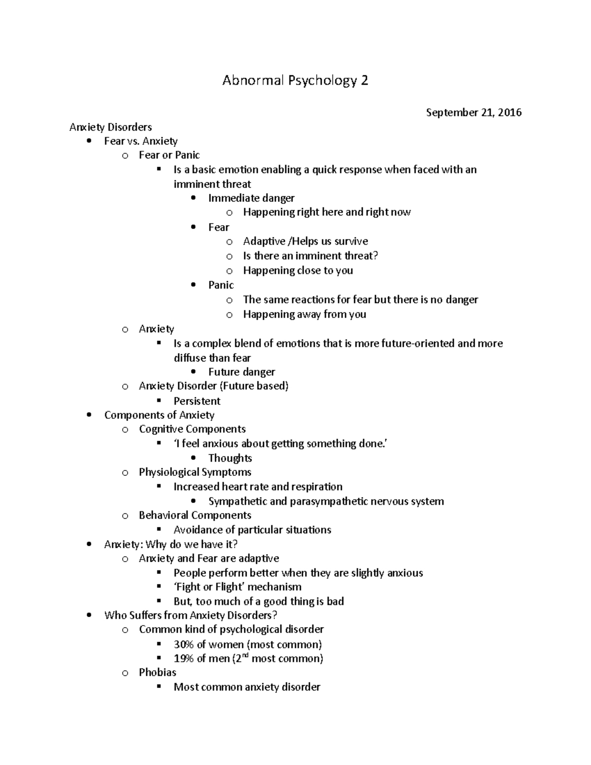Abnormal Psychology 2 - Lecture notes Unit 2 - Abnormal Psychology 2 ...