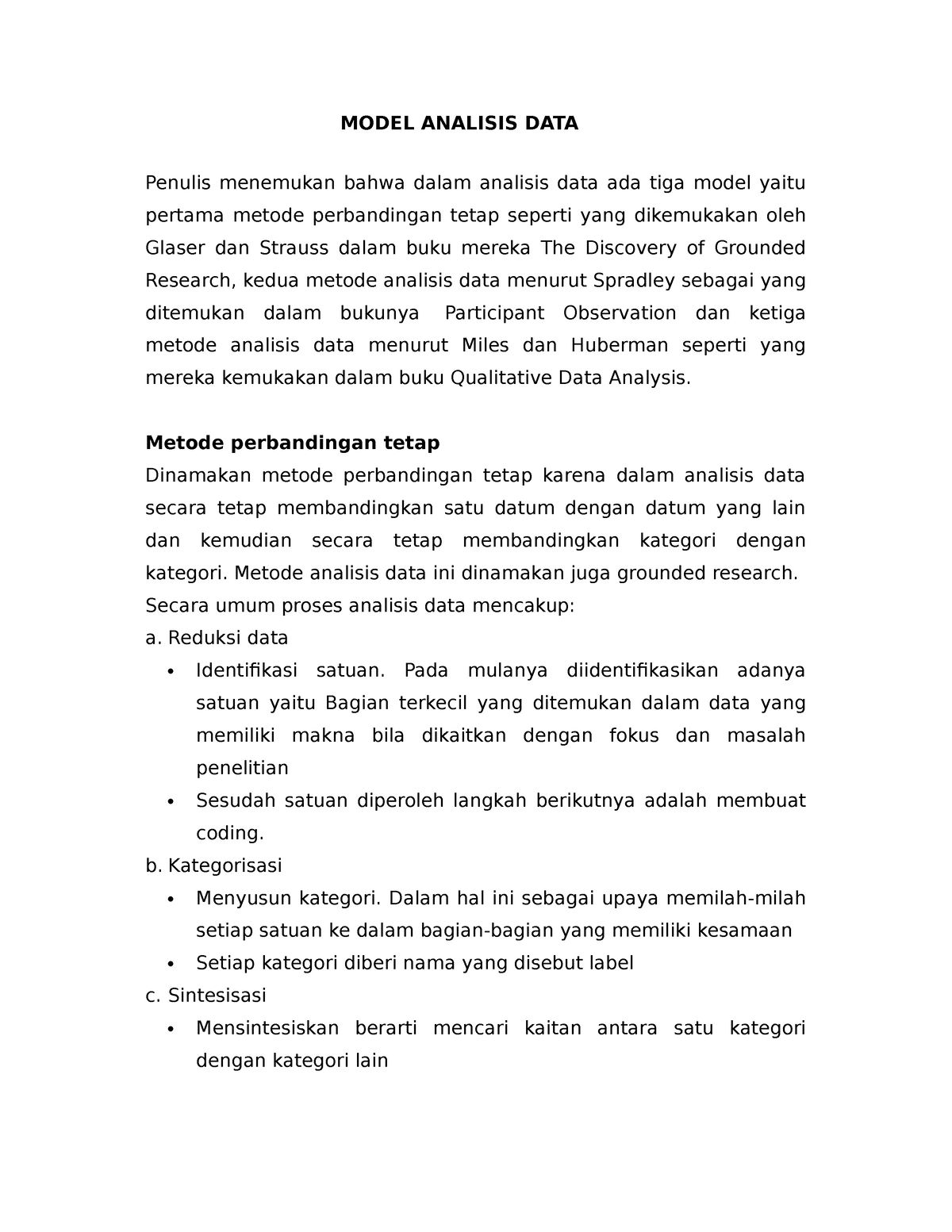 Model Analisis DATA - Metodologi Penelitian Kualitatif - MODEL ANALISIS ...