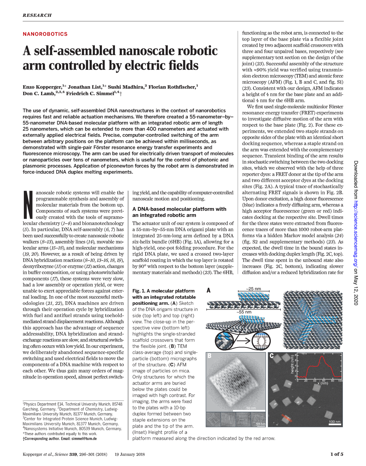 A nanoscale robotic arm controlled by electric fields - NANOROBOTICS A self-assembled -