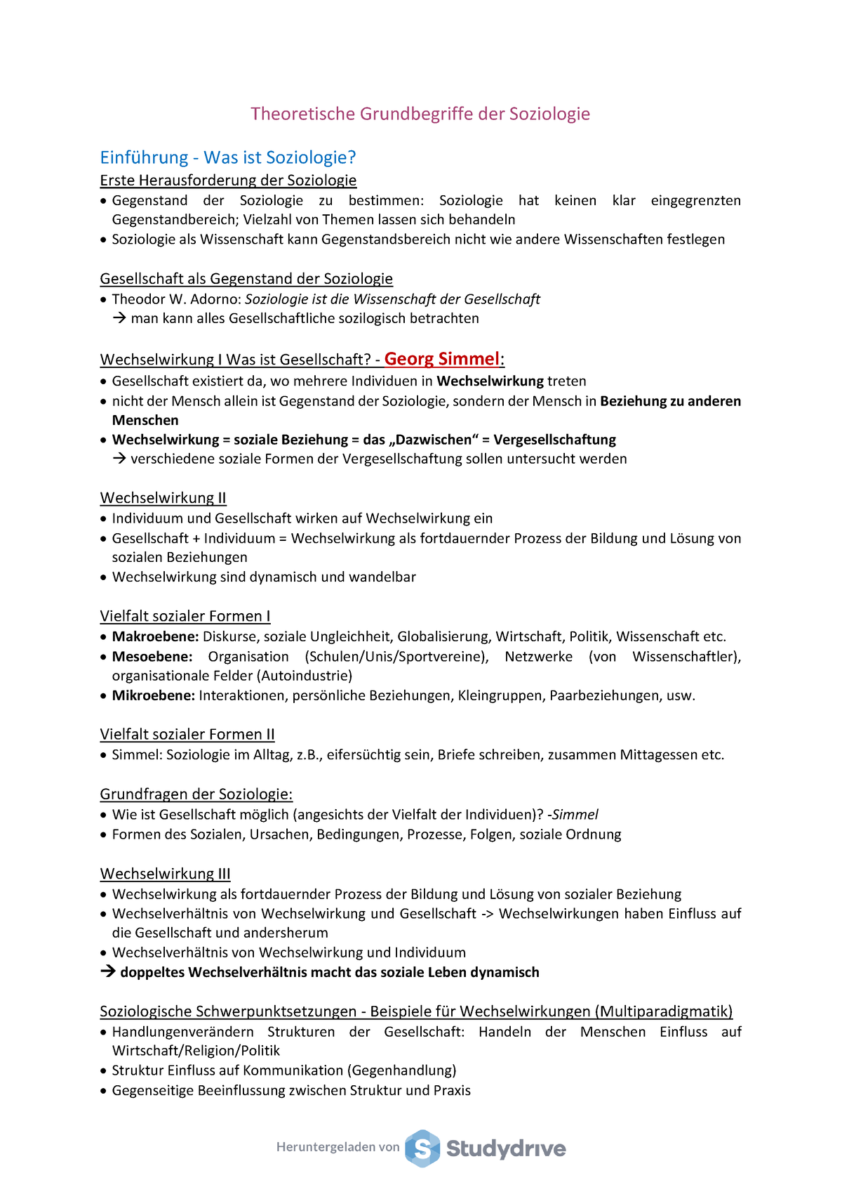 Theoretische Grundbegriffe Der Soziologie Komplette Zusammenfassung