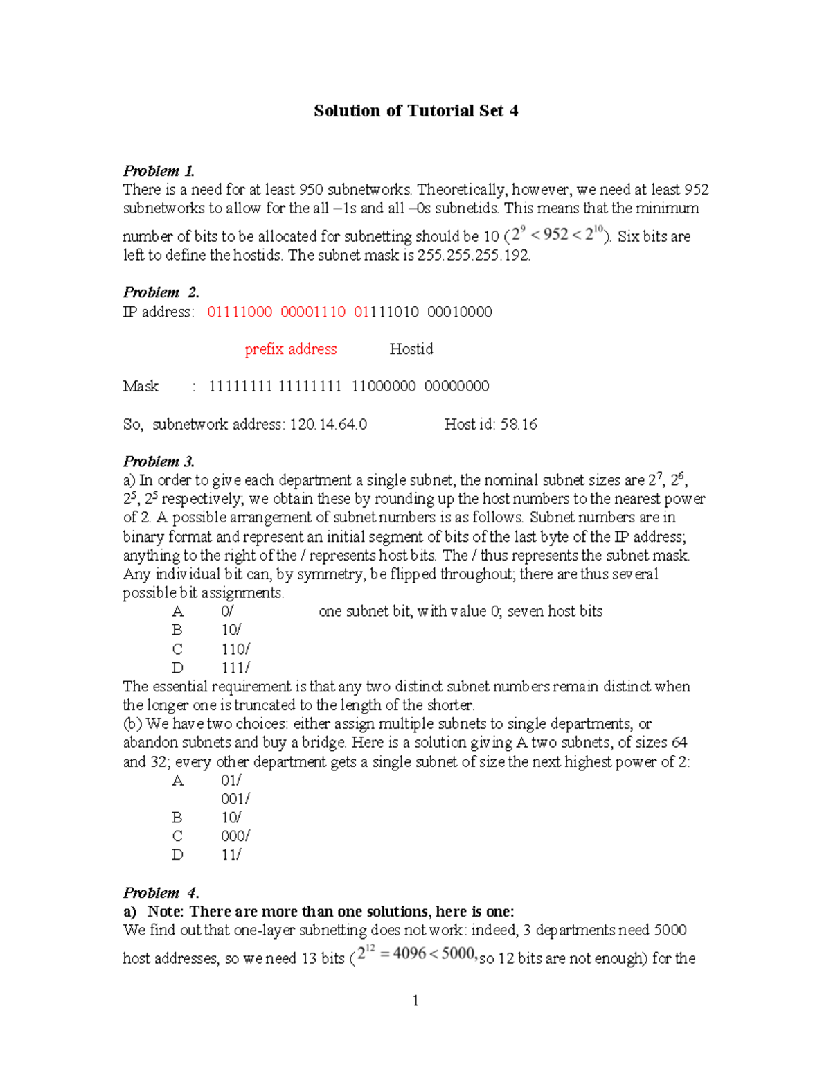 Solution Tutorial Set 4 Network Solution Of Tutorial Set 4 Problem 1 There Is A Need For At Solution Tutorial Set 4 Network Solution Of Tutorial Set 4 Problem 1 There Is A Need For At