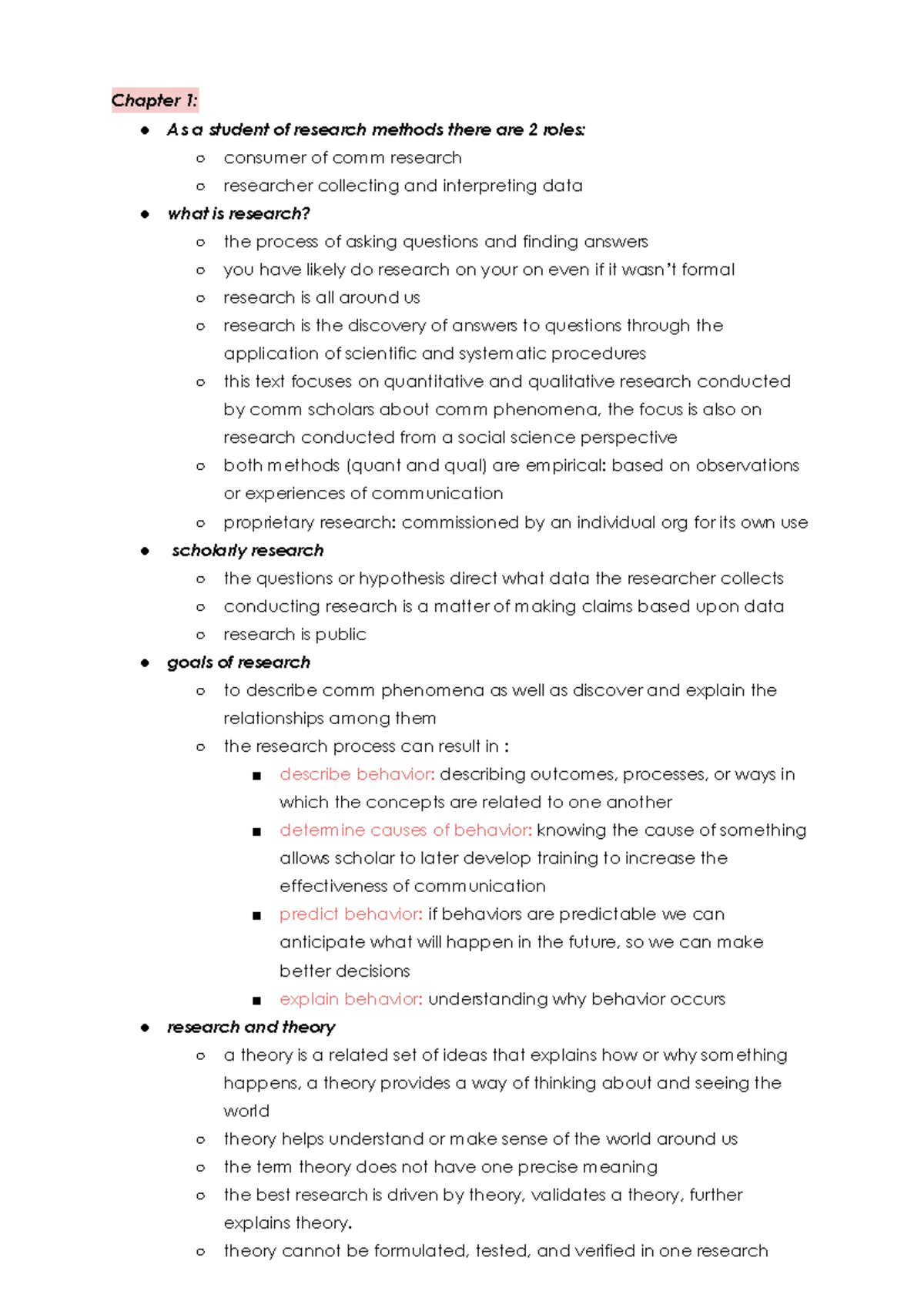 Book notes - Chapter 1: As a student of research methods there are 2 ...