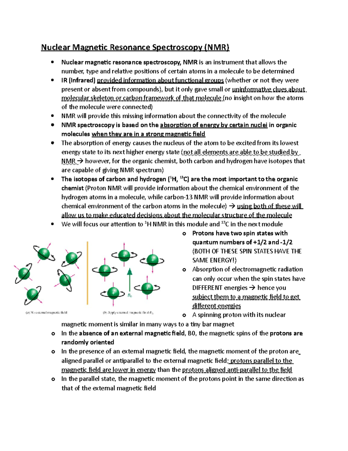 Week5-Orgo211 Notes - Nuclear Magnetic Resonance Spectroscopy (NMR) o o ...