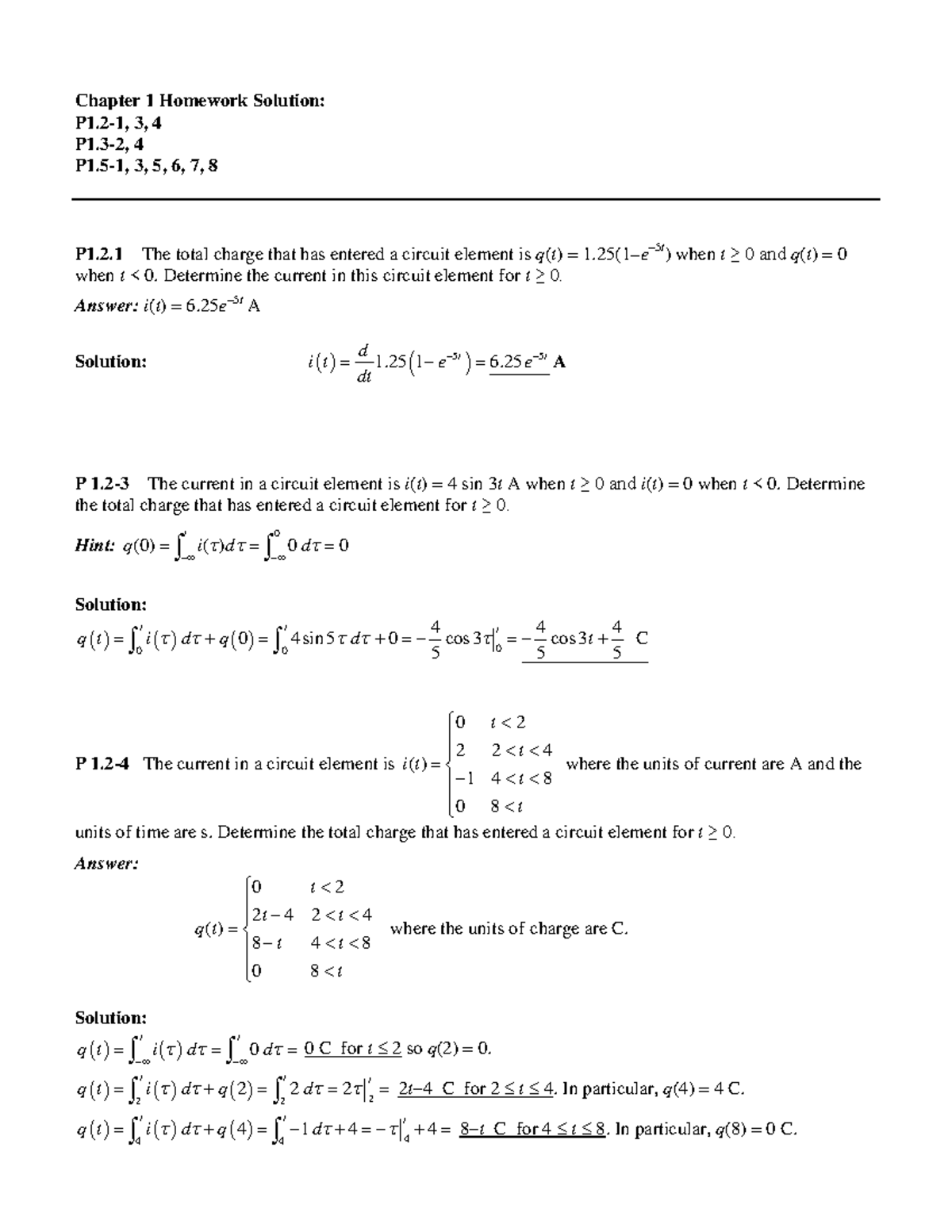 Chapter 1 Homework Solution - Chapter 1 Homework Solution: P1-1, 3, 4 ...