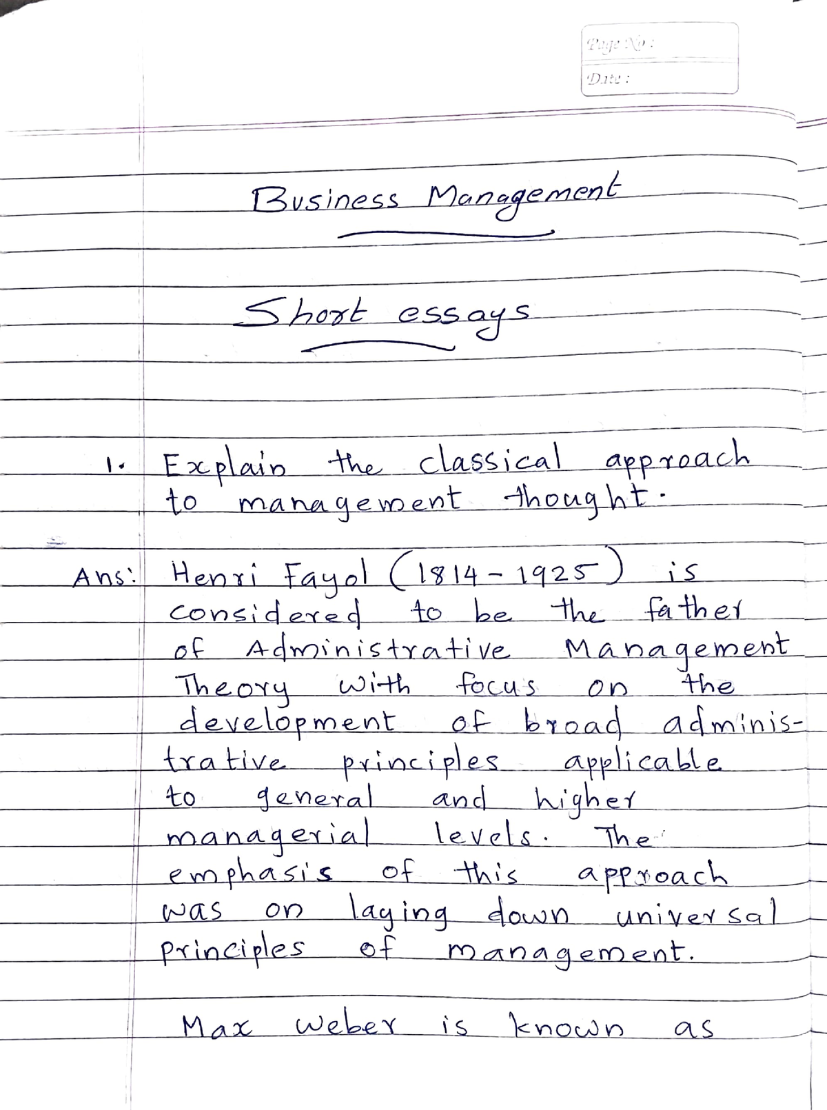 business management short essay