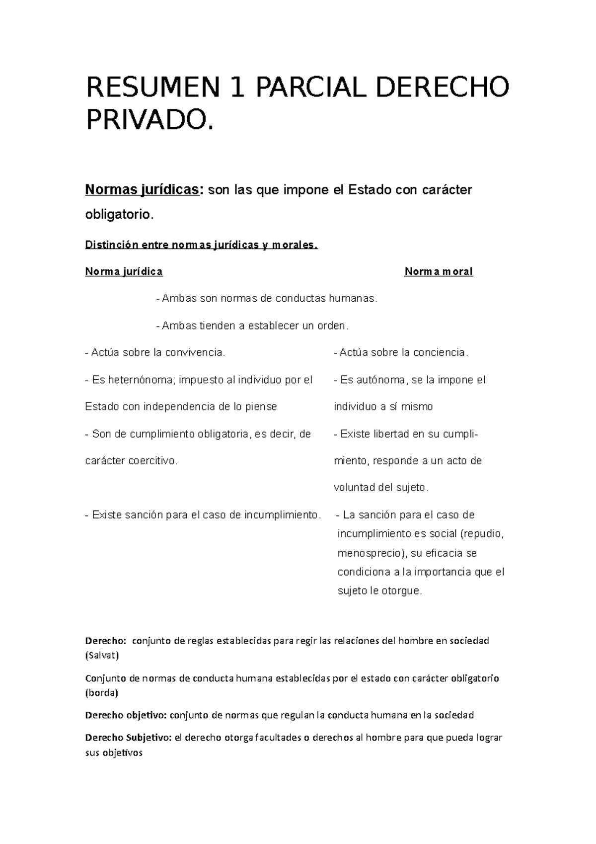 Resumen 1 Parcial Derecho Privado - RESUMEN 1 PARCIAL DERECHO PRIVADO ...