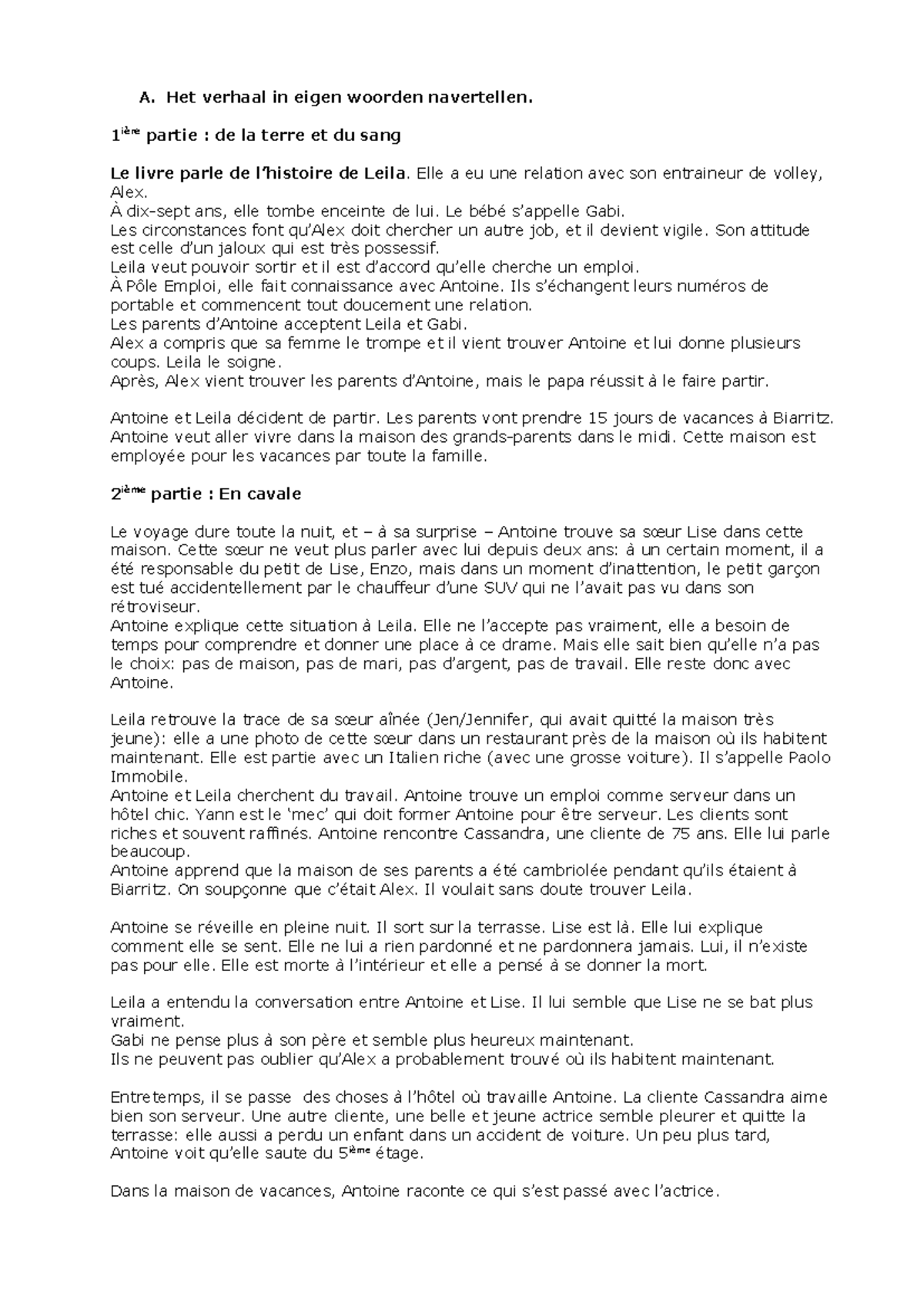 Résumé Les Roches Rouges - A. Het verhaal in eigen woorden navertellen ...