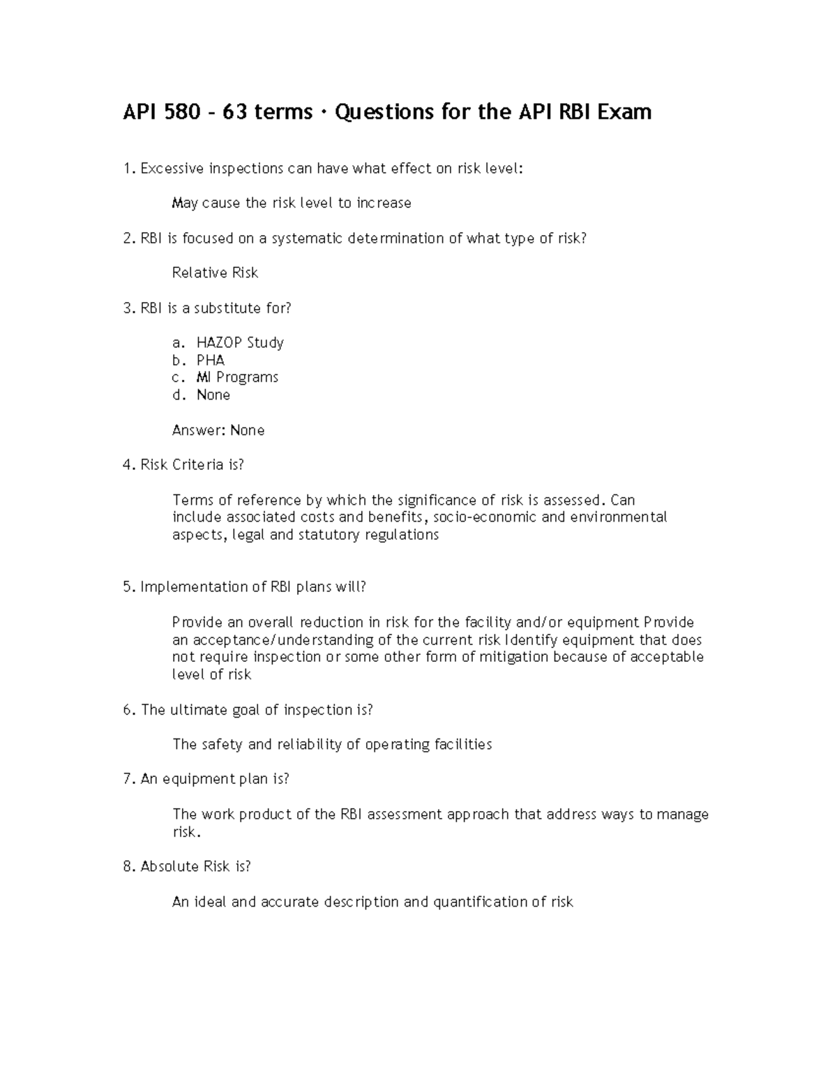 API-580 Exam