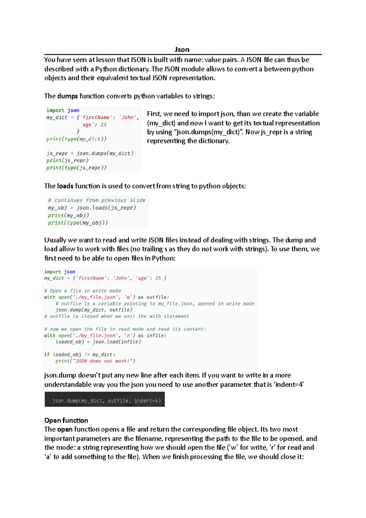 Lecture 6.1 - Python, Json and Pandas - Json You have seen at lesson ...
