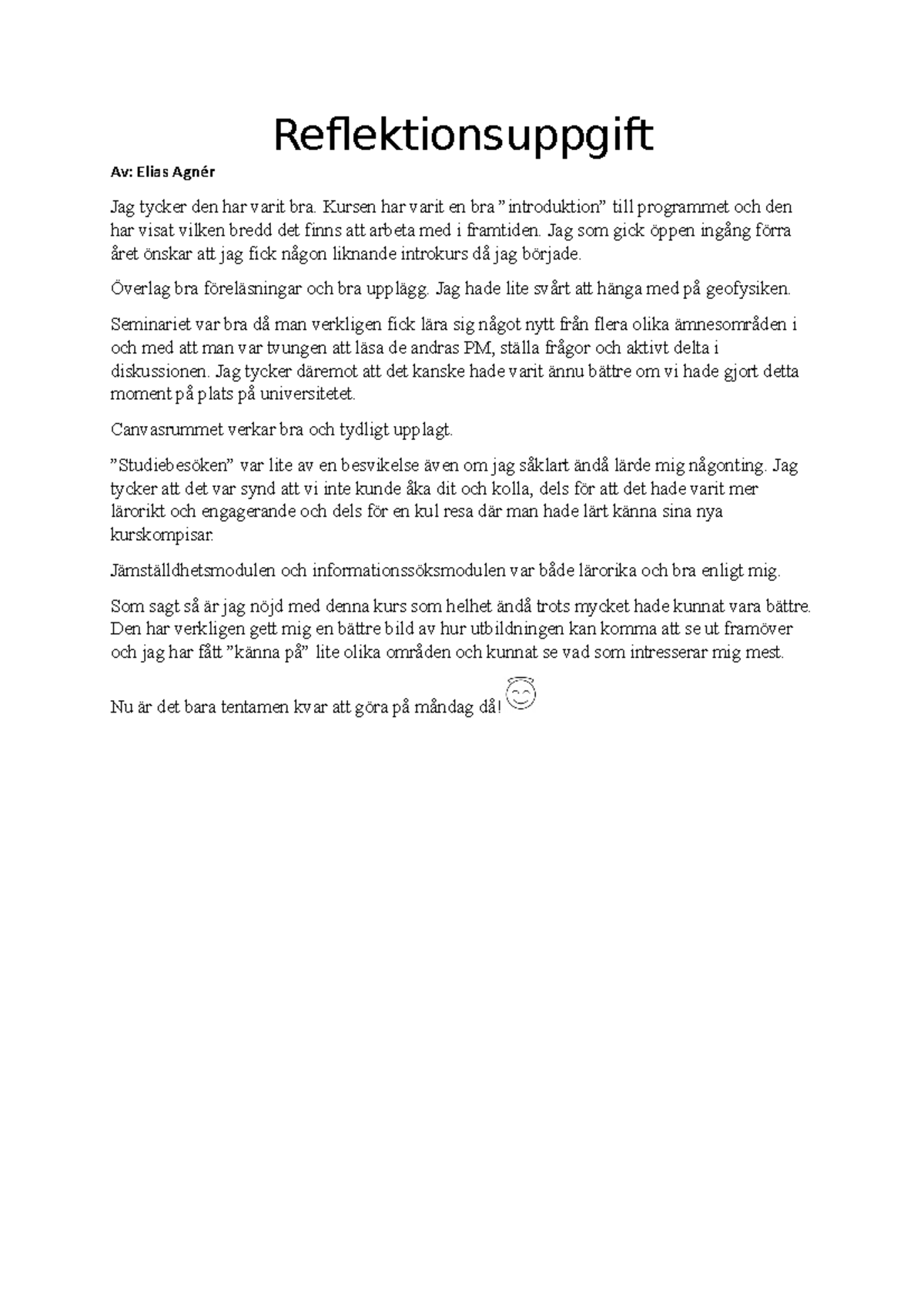 Reflektionsuppgift yada yada L0010N Studocu