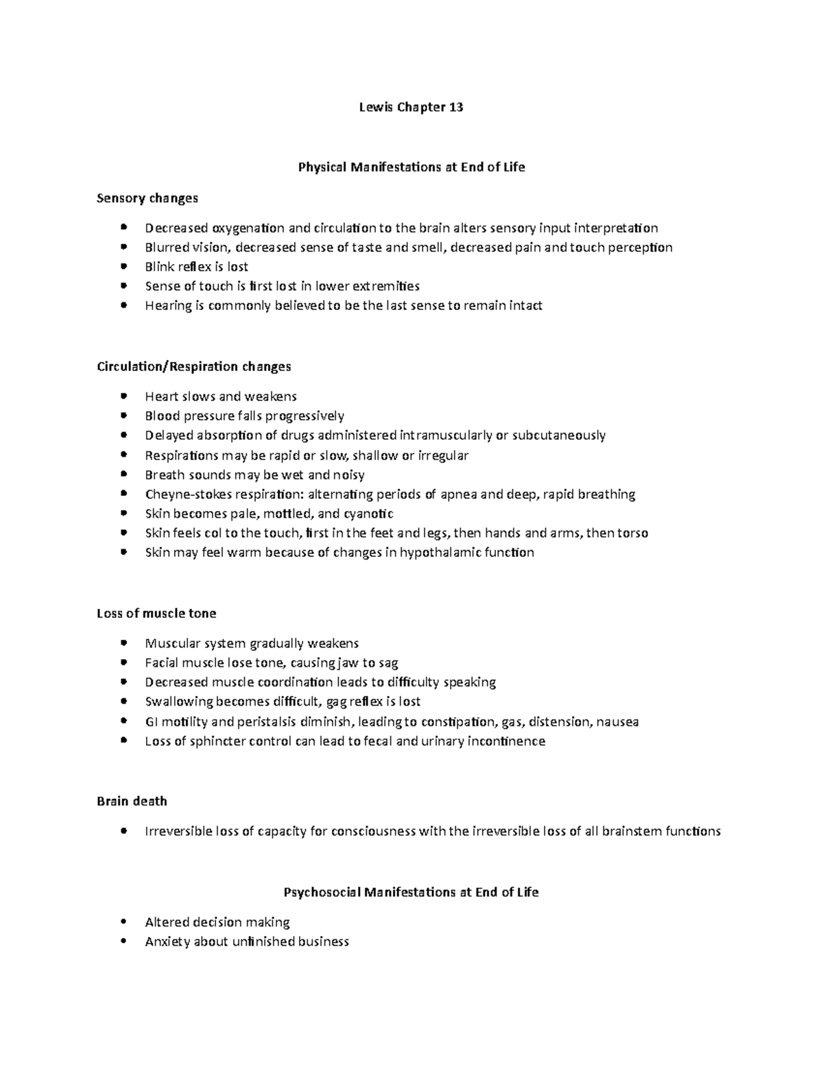 Lewis Chapter 13 - End of life - Lewis Chapter 13 Physical ...