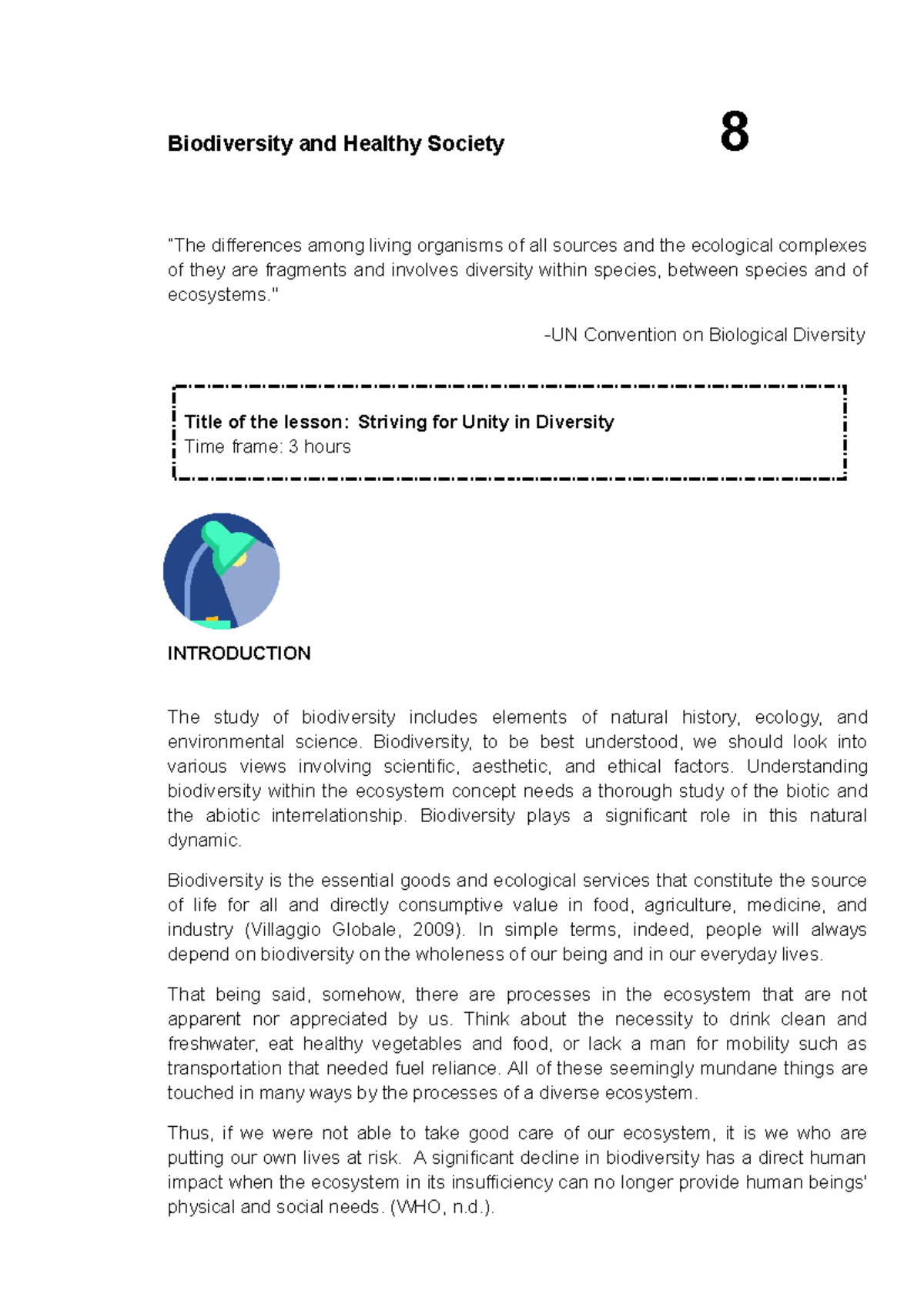 STS Chapter 8 - BIODIVERSITY AND HEALTH SOCIETY - Biodiversity And ...