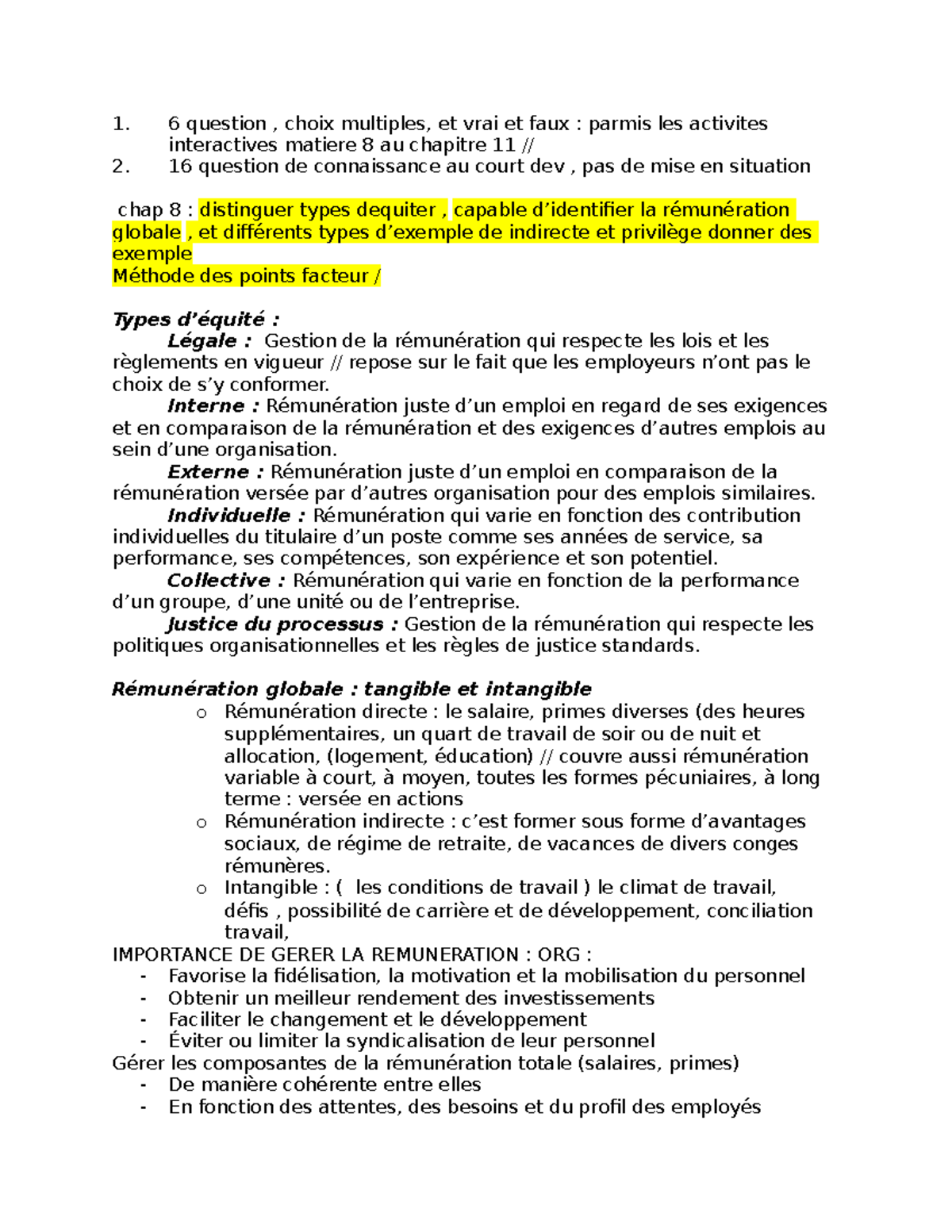 Revision ORH1600 - Résumé Introduction à La Gestion Des Ressources ...