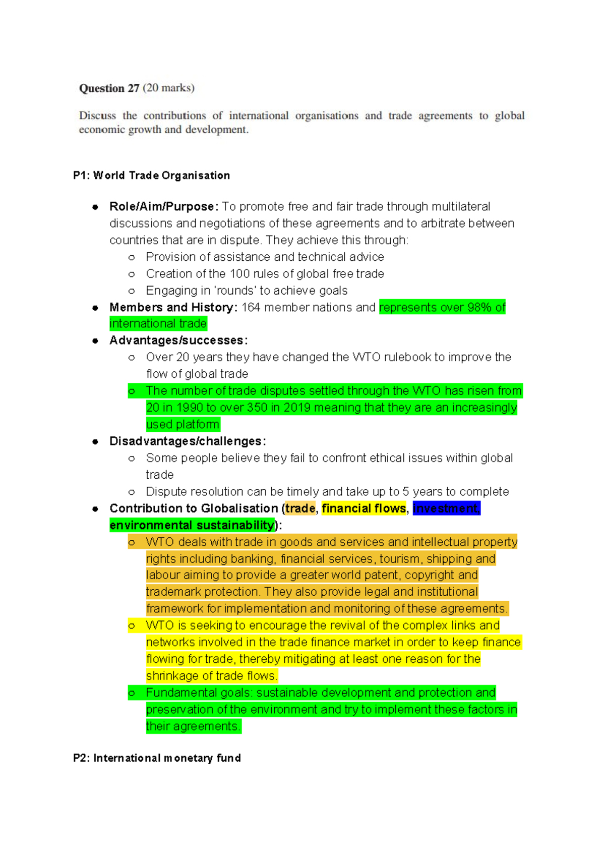 International organisations and trade agreements for economic growth ...