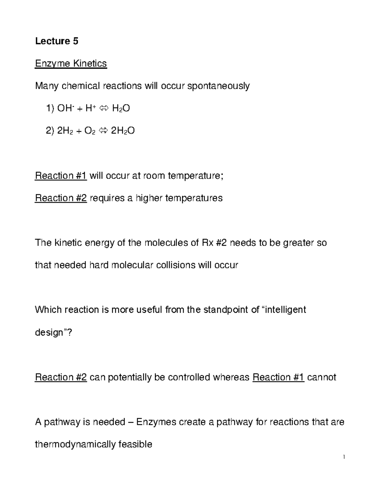 Lecture 5 Enzyme Lecture 5 Enzyme Many chemical