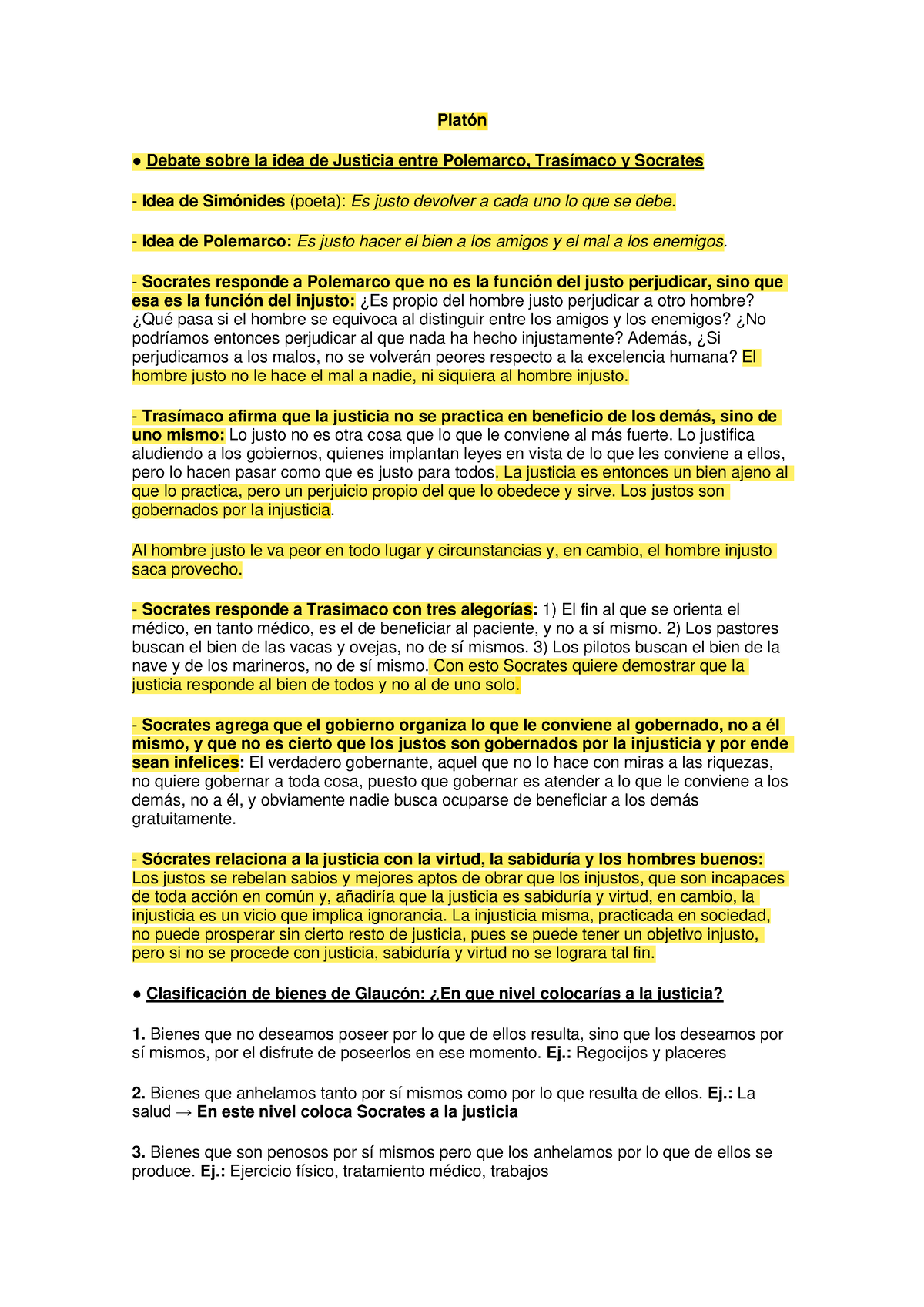 Teoria Politica Y Social 1 Resumen Platón Debate Sobre La Idea De Justicia Entre Polemarco