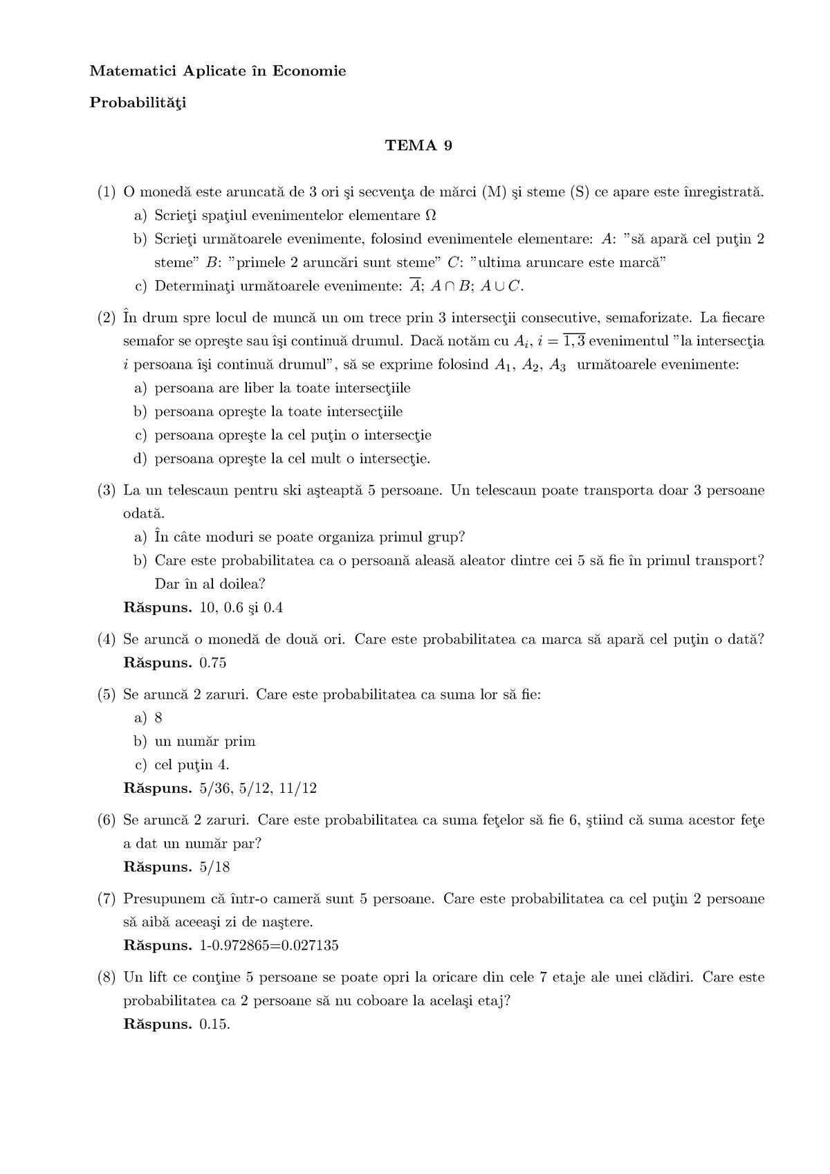 light bulb courtesy How? TEMA09-probabilitati - Matematici Aplicate ˆın Economie Probabilit˘ a¸ti  TEMA 9 (1) O moned˘ a este - StuDocu