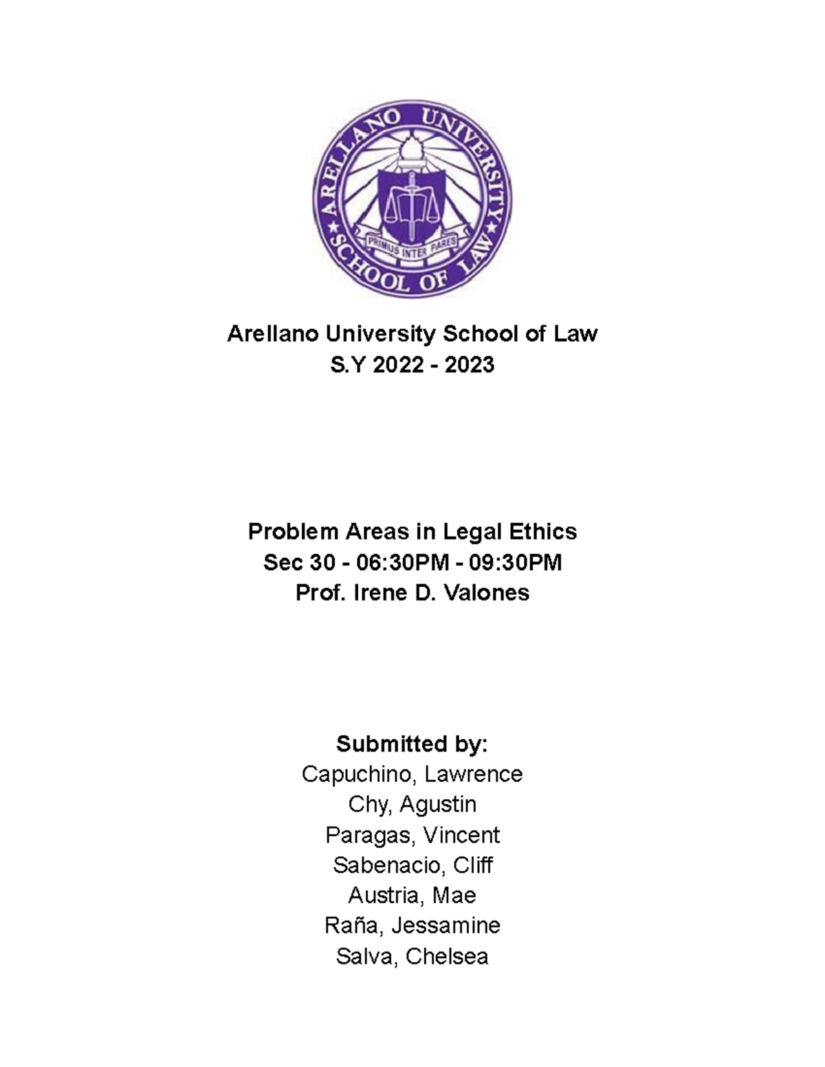 Capstone Group Activity 2 Arellano University School of Law S 2022