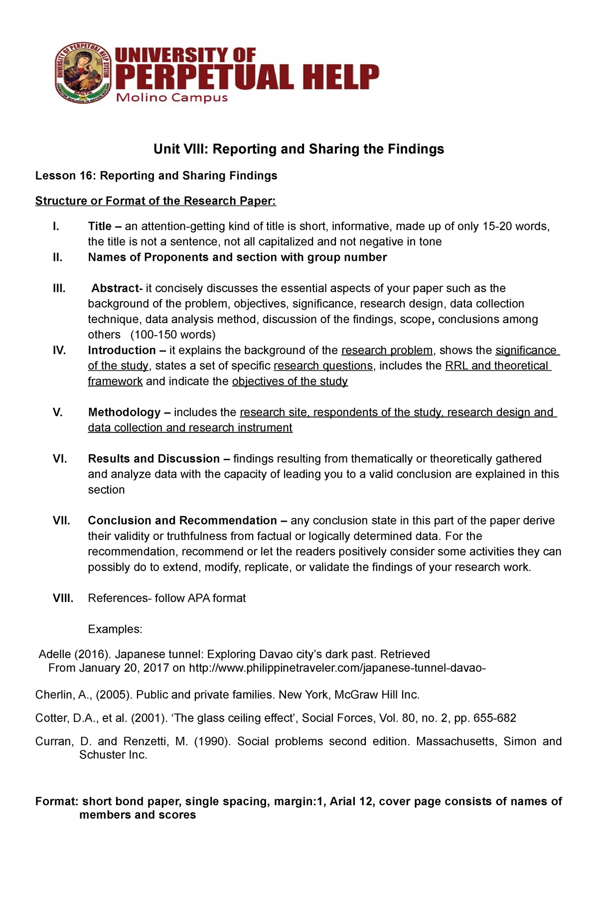 Handout Unit Viii Lecture Notes 8 Rt 3118 Uphsd Studocu