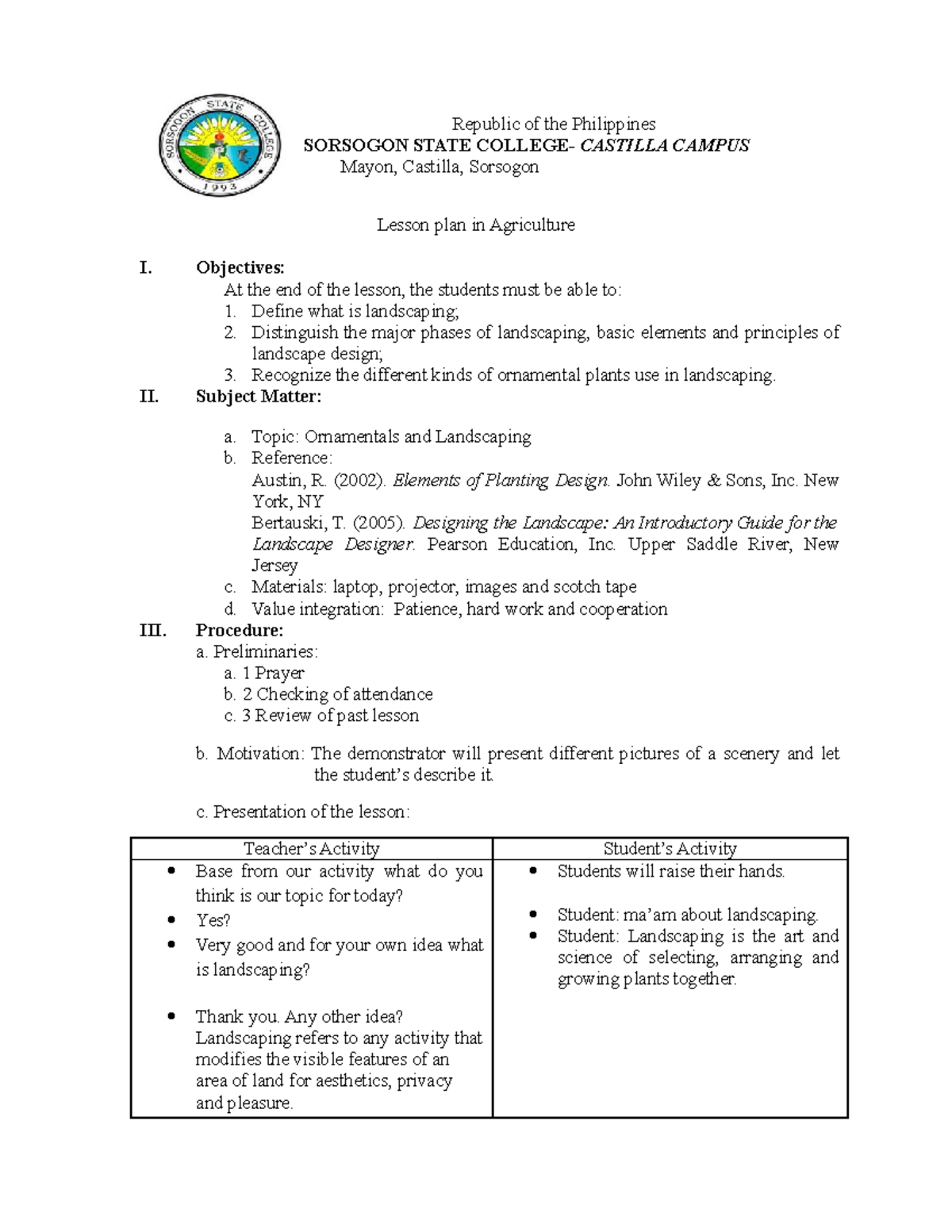 208516968-lp - Lesson Plan - Republic Of The Philippines Sorsogon State 