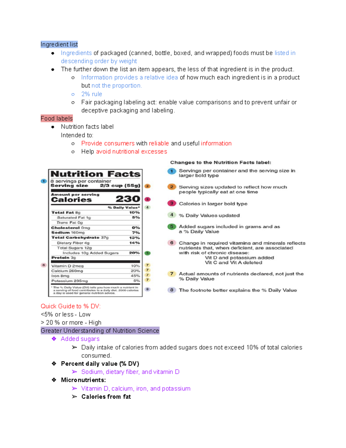 Nutrition Ch. 9 - Ingredient list Ingredients of packaged (canned ...
