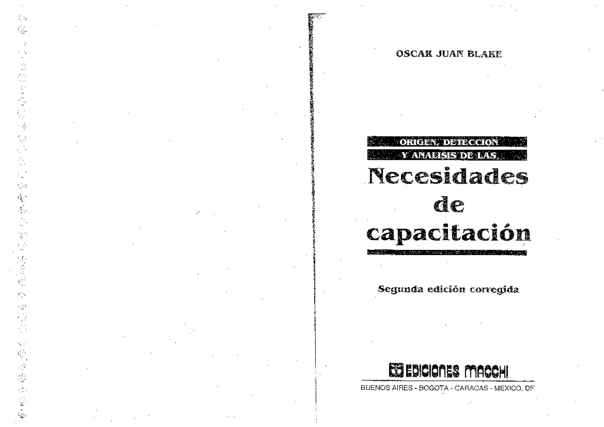 Origen, detección y análisis de las necesidades de capacitación. Blake