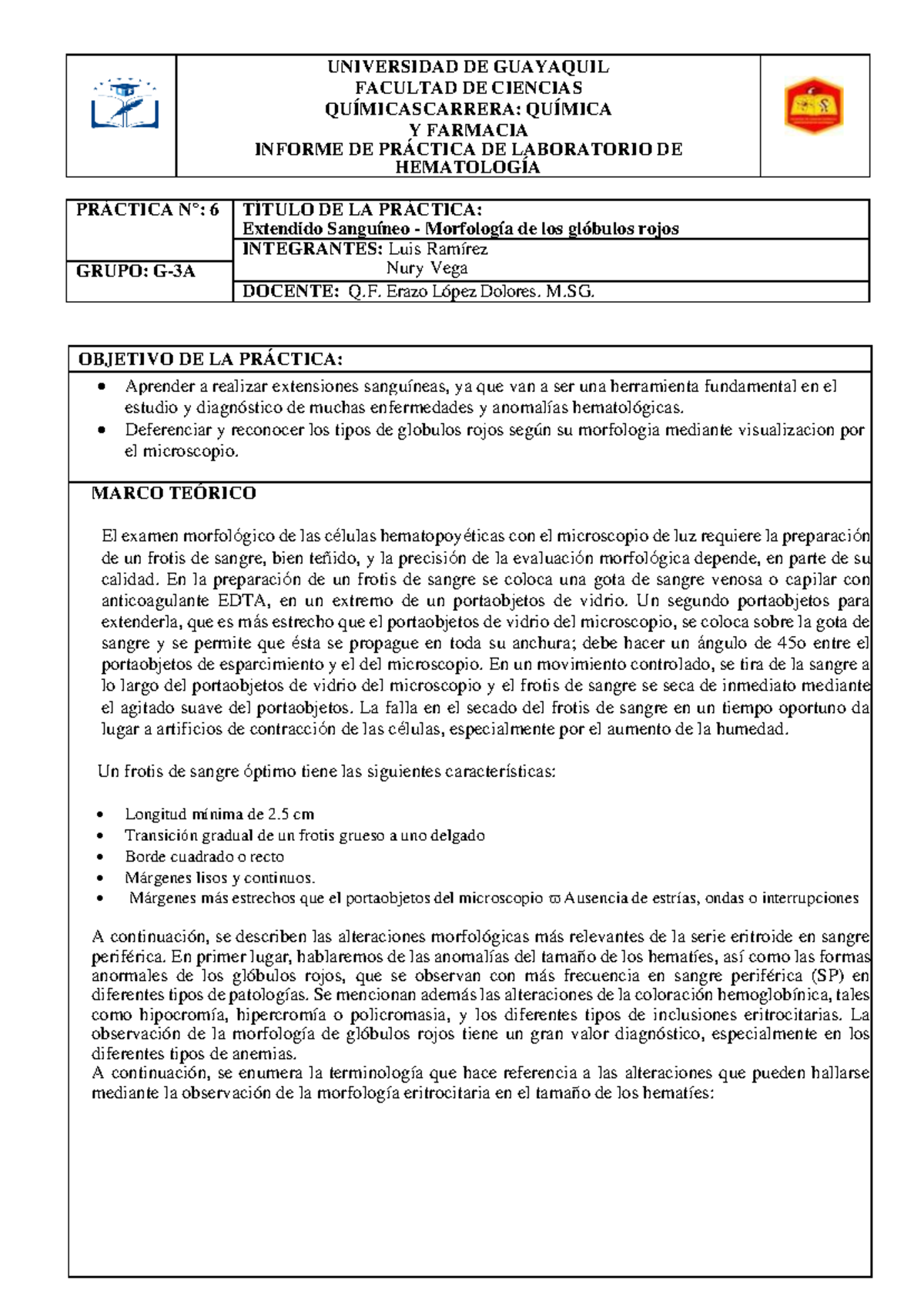 Informe N°6 Practica De Laboratorio Universidad De Guayaquil