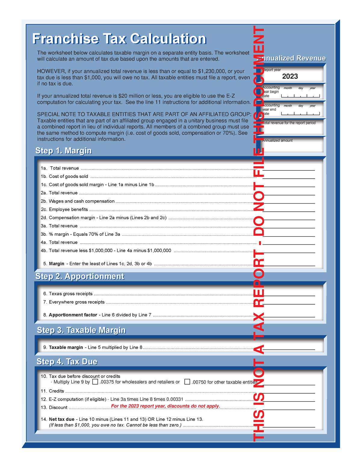 Franchise tax calculator Texas gross receipts Studocu