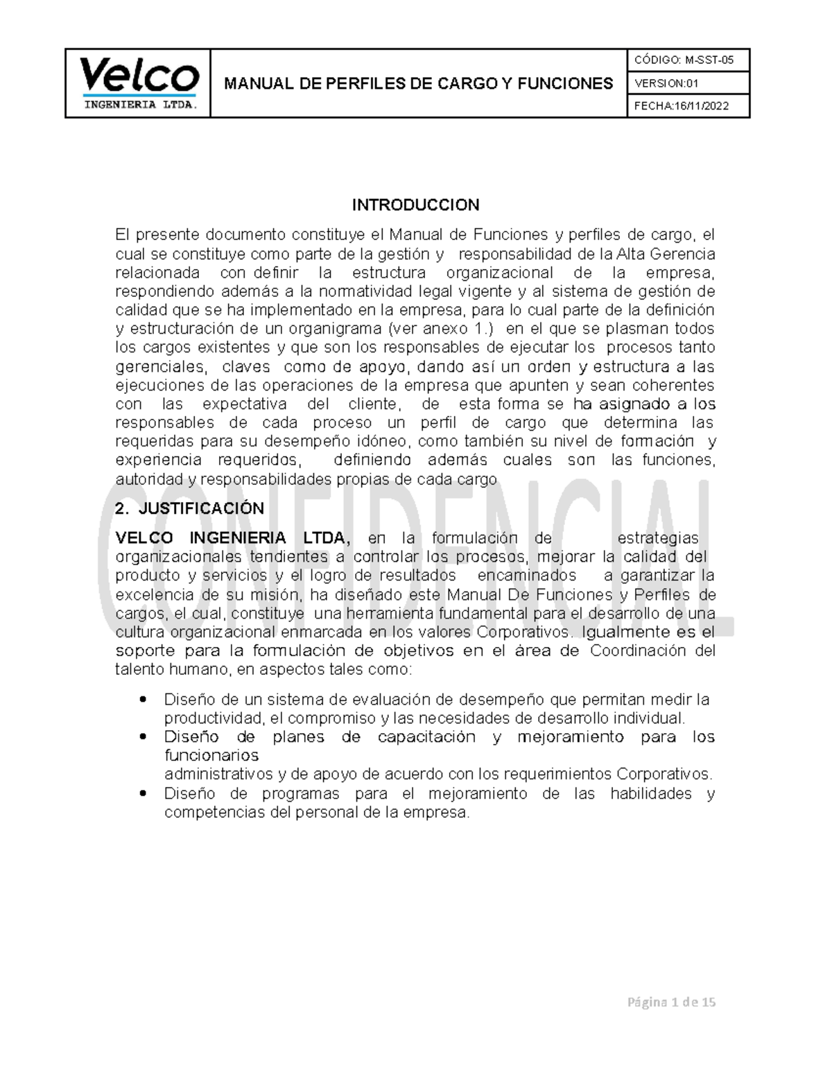 Perfil DE Cargo V - Bbb - MANUAL DE PERFILES DE CARGO Y FUNCIONES ...