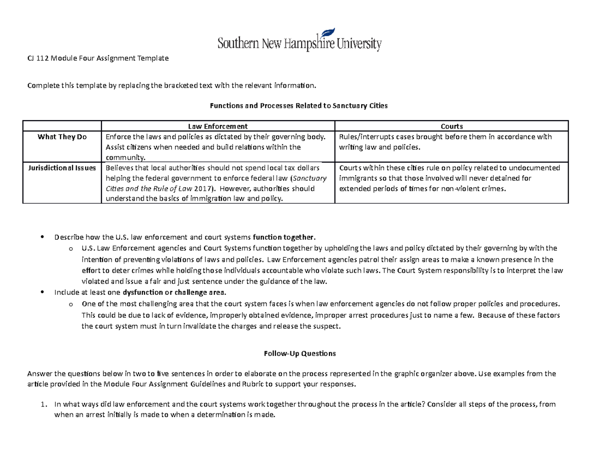 CJ 112 Module Four Assignment 4 - StuDocu