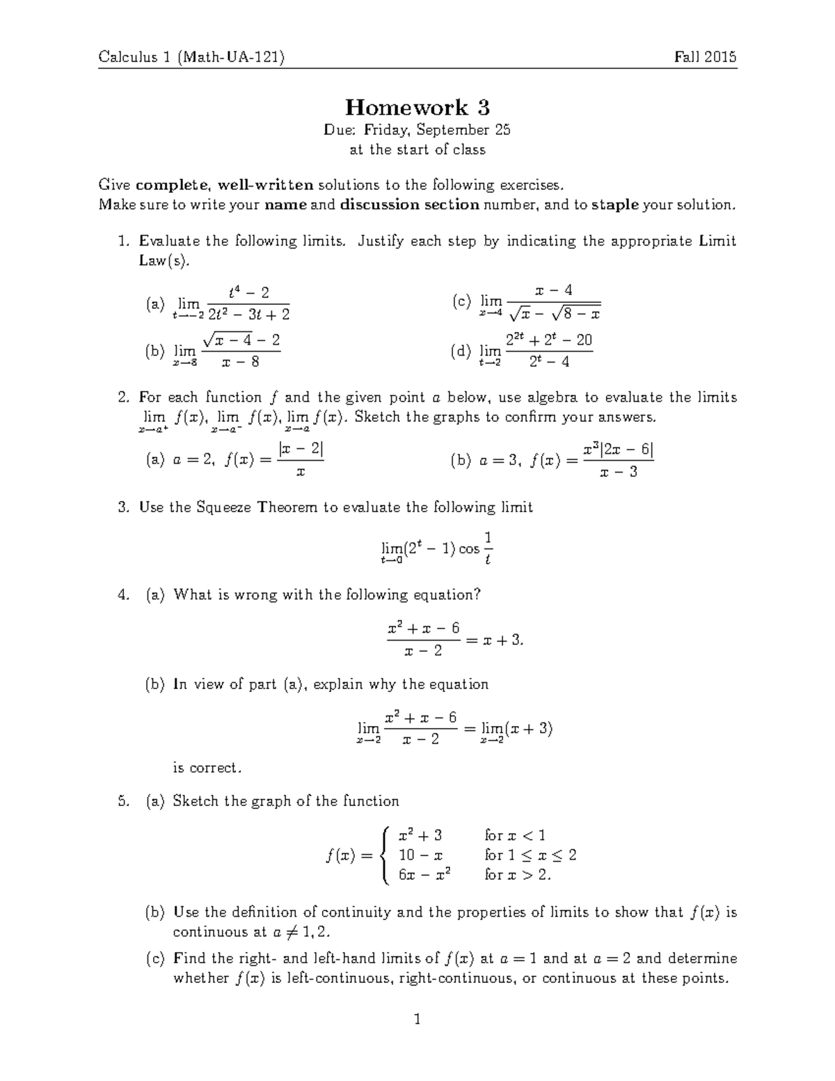 calculus homework solutions