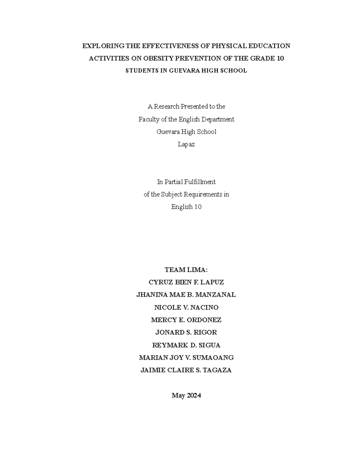 Exploring THE Effectiveness OF Physical Education - EXPLORING THE ...