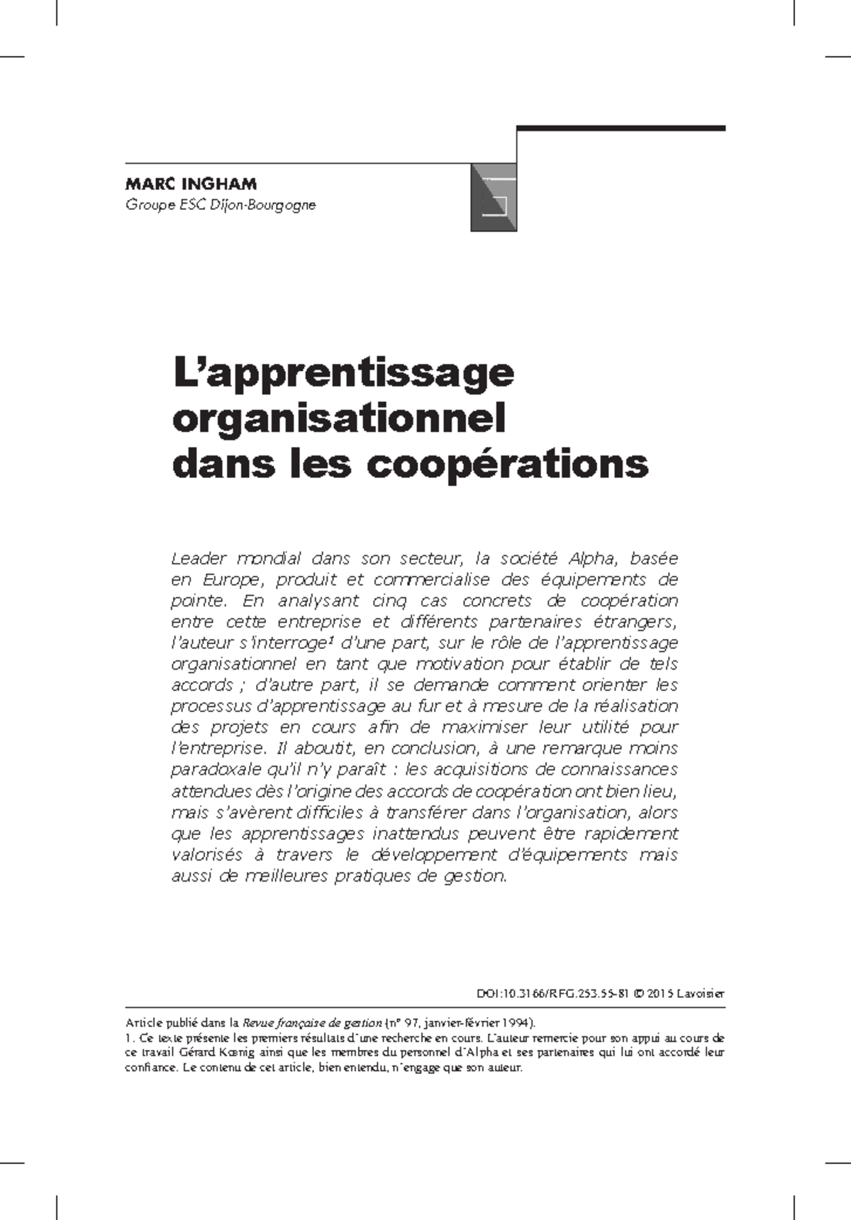 Lvrfg 41253 p55 - L’apprentissage organisationnel dans les coopérations ...
