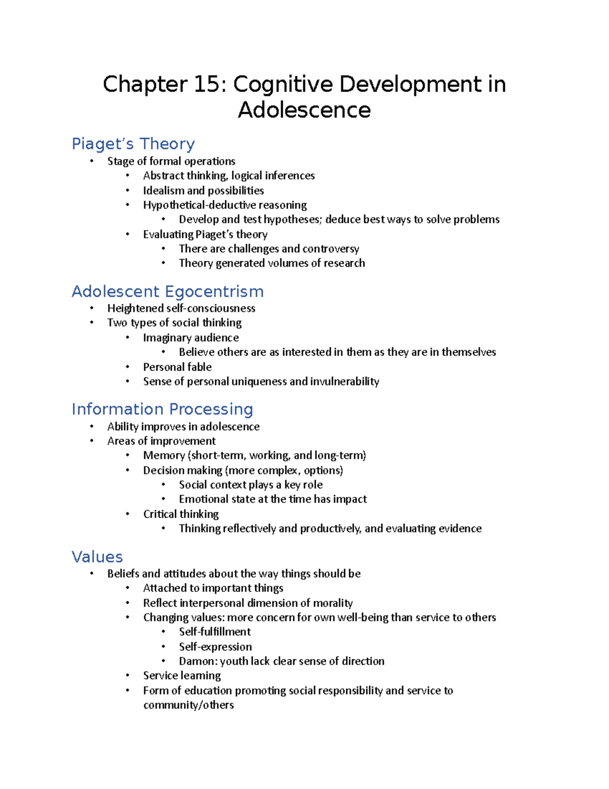 Chapter 15 Lecture notes 15 Chapter 15 Cognitive Development