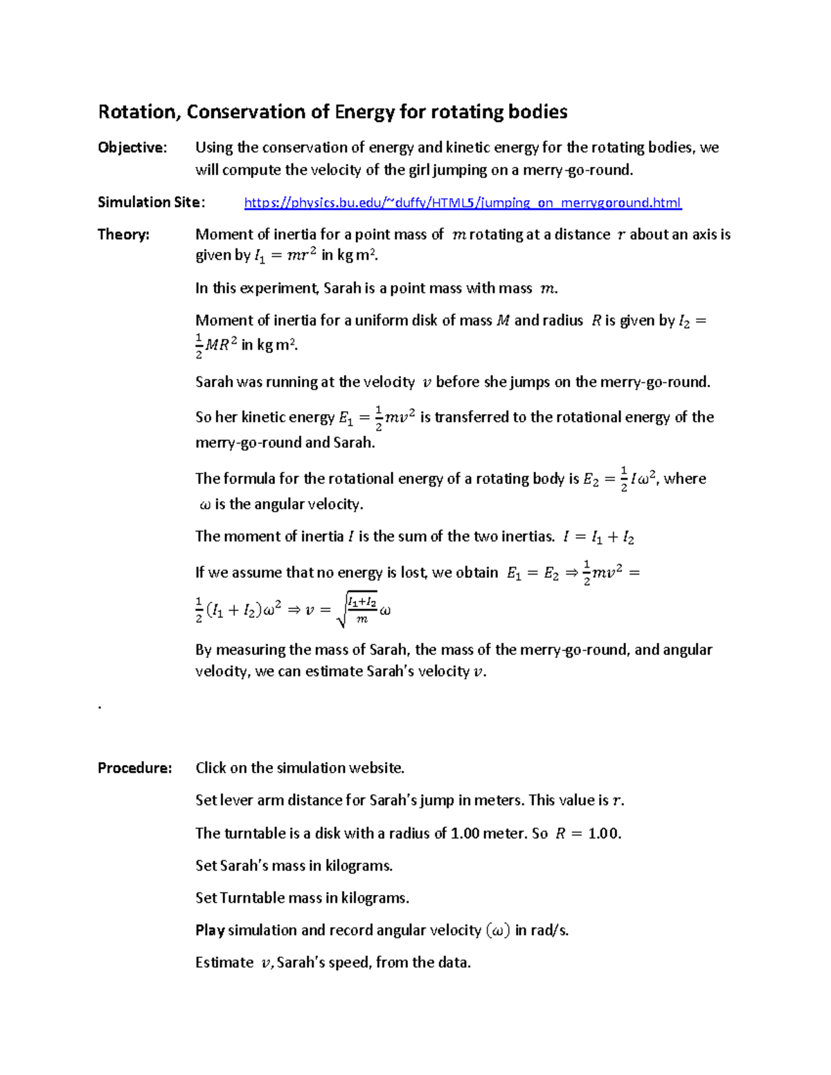 the rotation and play of physics 2022 - Rotation, Conservation of ...