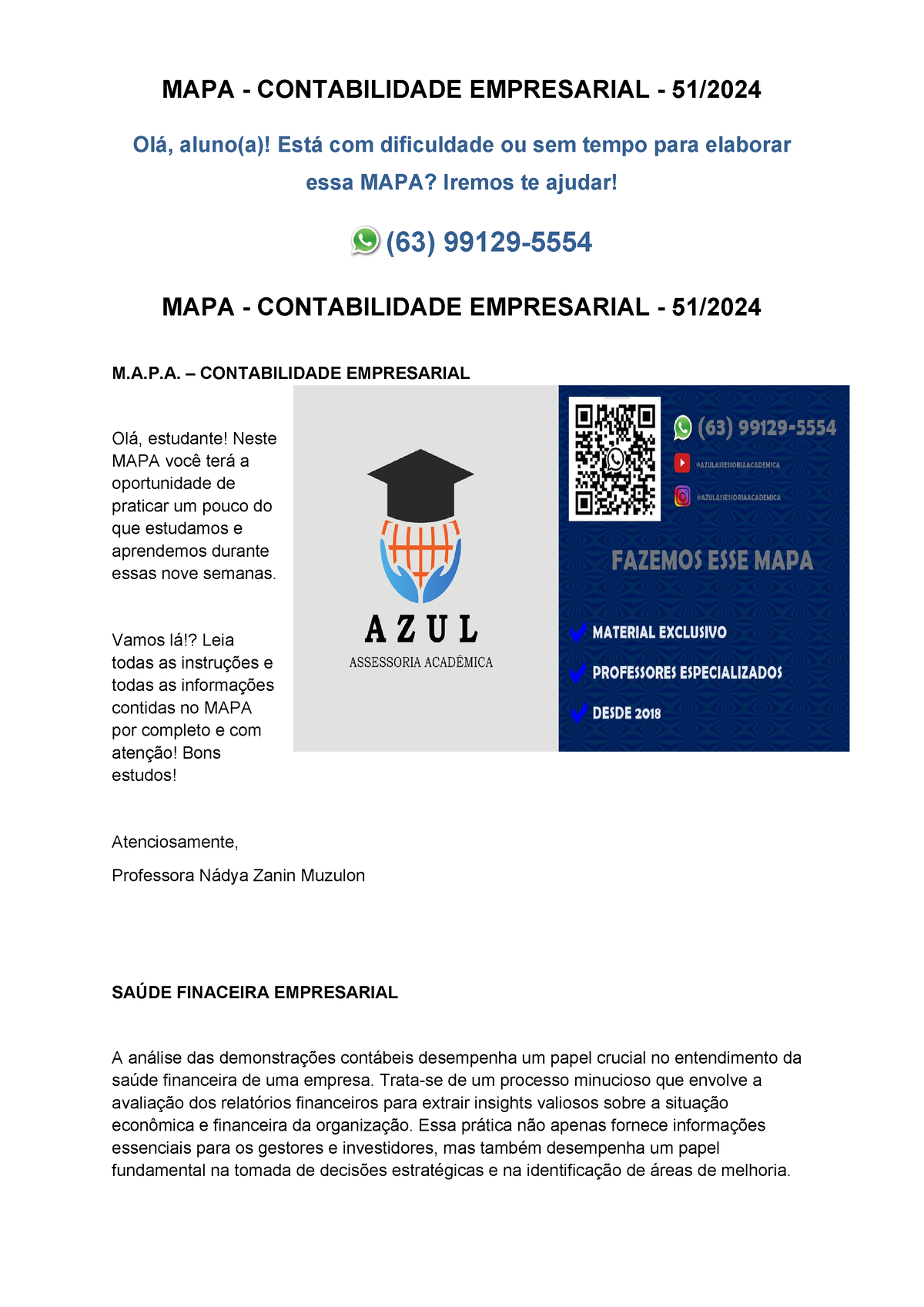 Mapa Contabilidade Empresarial Ol Aluno A Est Com