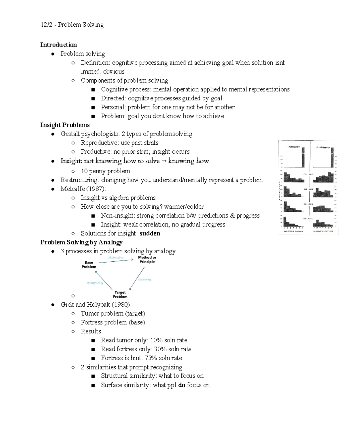 PSYC 3 R - Week #10 12 2 Notes - 12/2 - Problem Solving Introduction ...