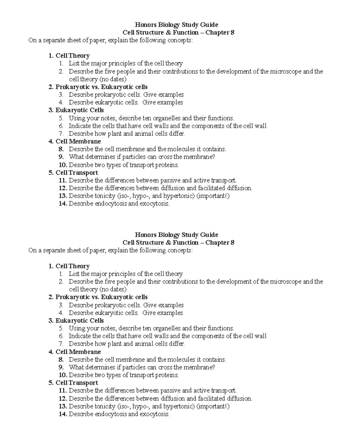 study-guide-cell-structure-transport-honors-biology-study-guide