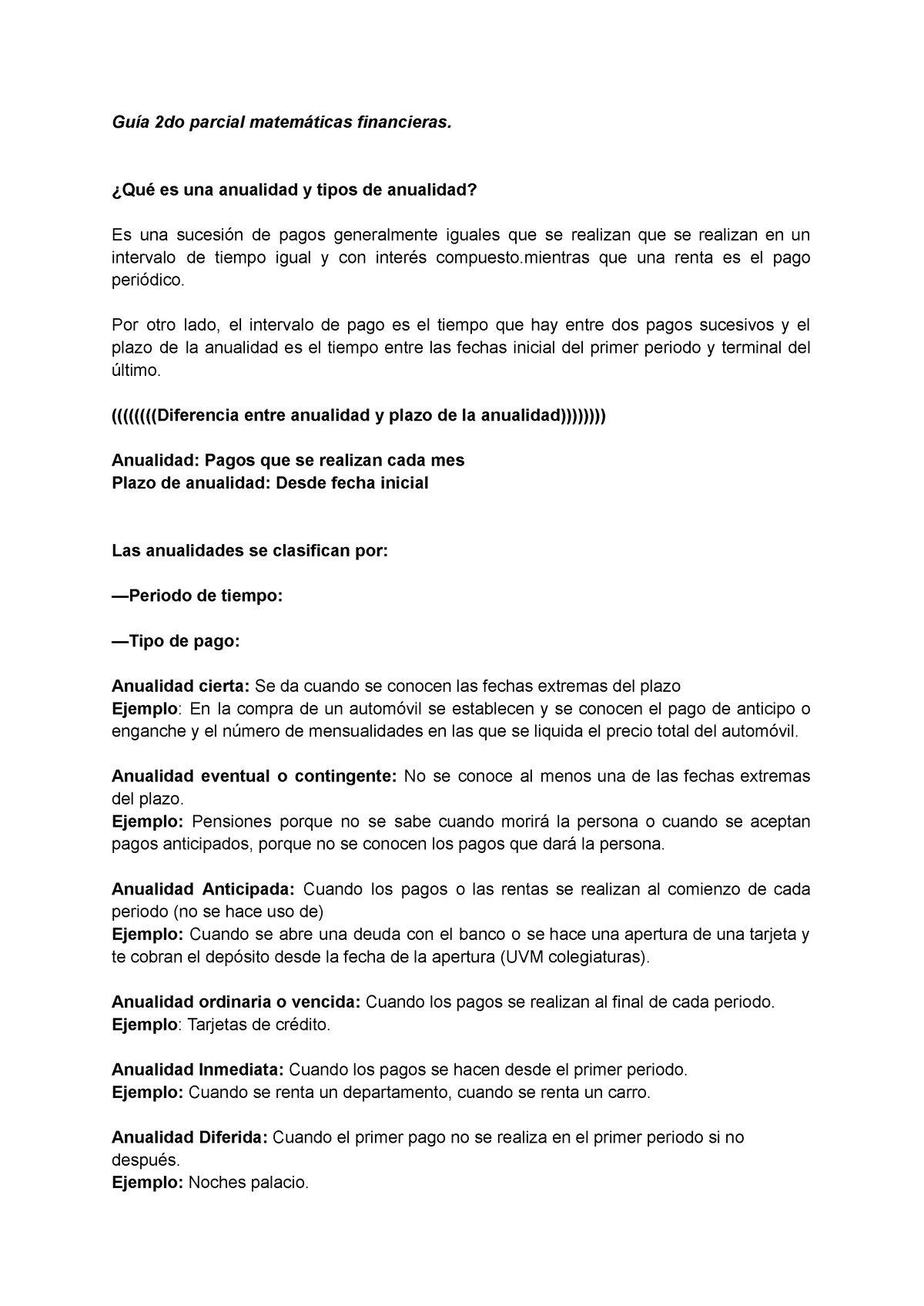 Guía De Mate Parcial 2 Guia De Examen Guía 2do Parcial Matemáticas Financieras ¿qué Es Una 3230