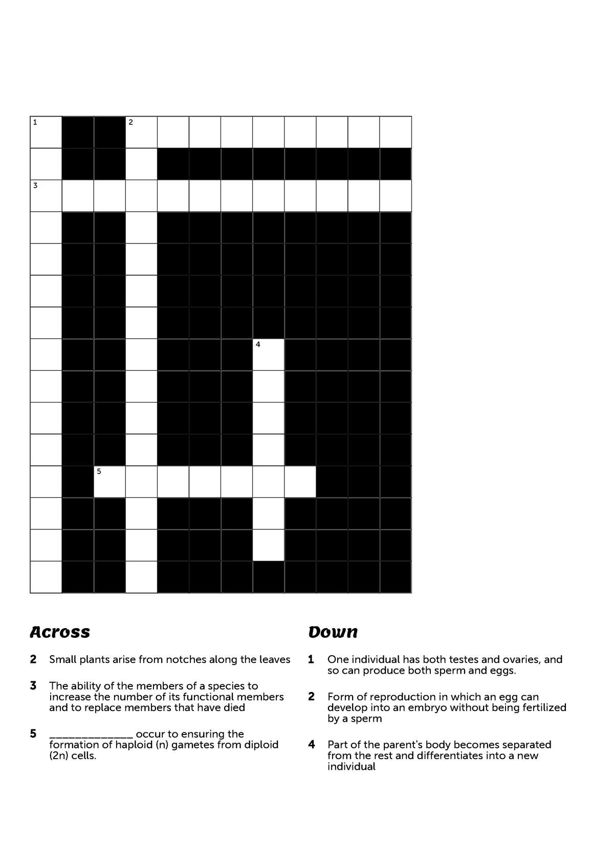 Play Crossword chap 8 Puzzel Across 2 Small plants arise from