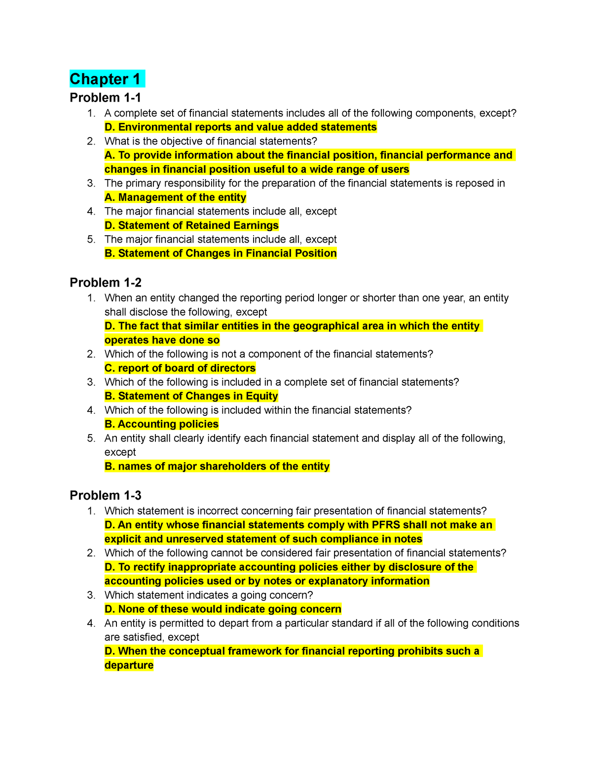 IA3- Theories 1-5, 7 10 - Chapter 1 Problem 1- A Complete Set Of ...